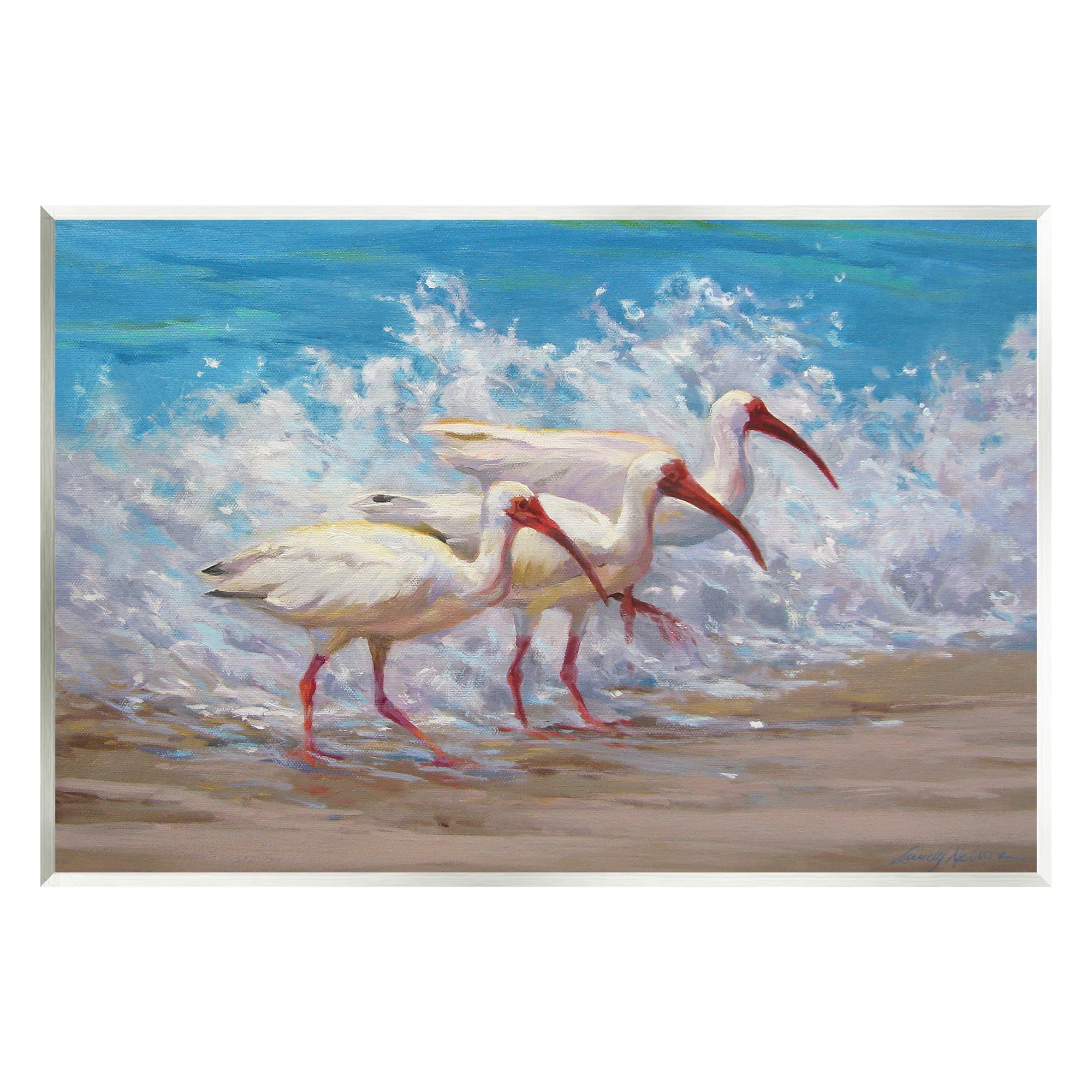 Stupell Industries Splashing Sea Birds Animals & Insects Painting Unframed Art Print Wall Art, 19 x 13