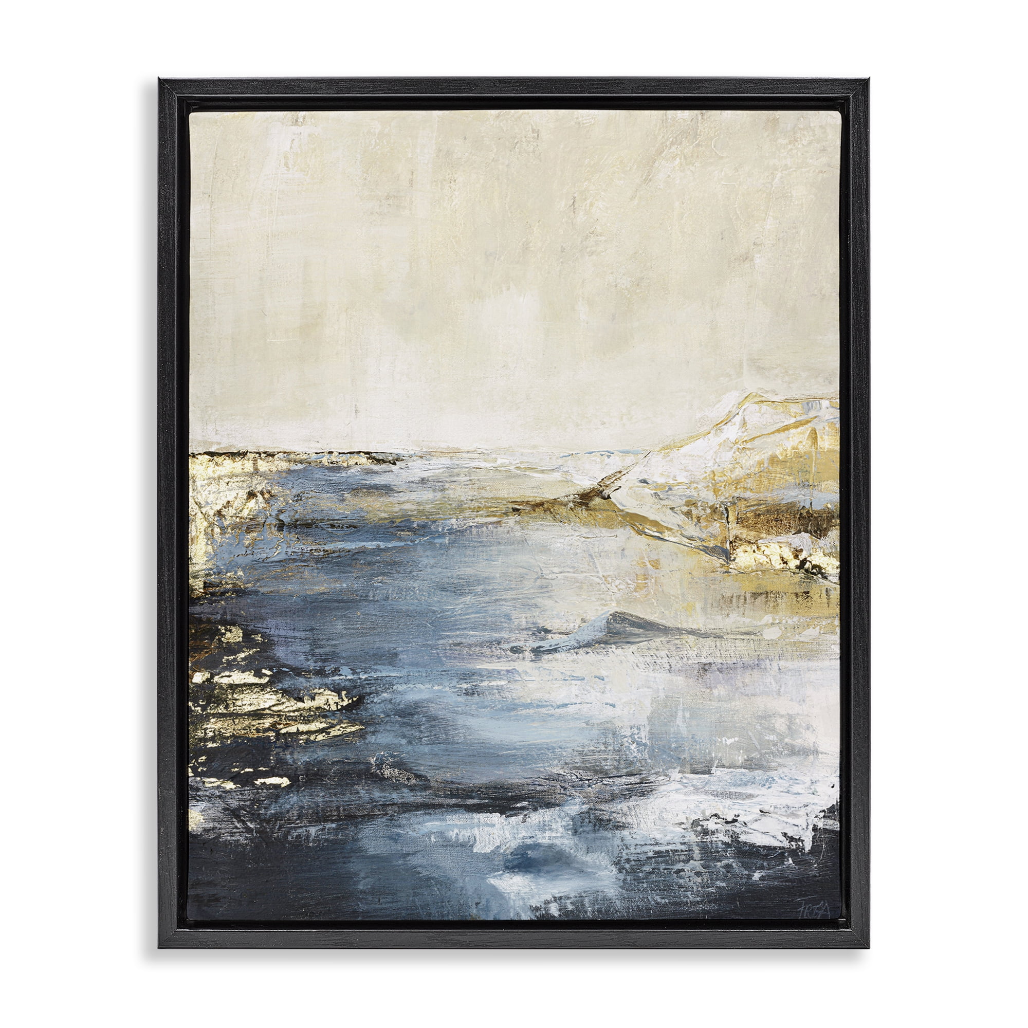 Stupell Industries Splashing Sea Spray Landscape & Nature Painting Black Floater Framed Canvas Art Print Wall Art, 25 x 31