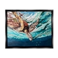 thumbnail image 1 of Stupell Industries Splashing Sea Turtle Diving Below Ocean Surface Painting Jet Black Floating Framed Canvas Print Wall Art, Design by Stacy Gresell, 1 of 6