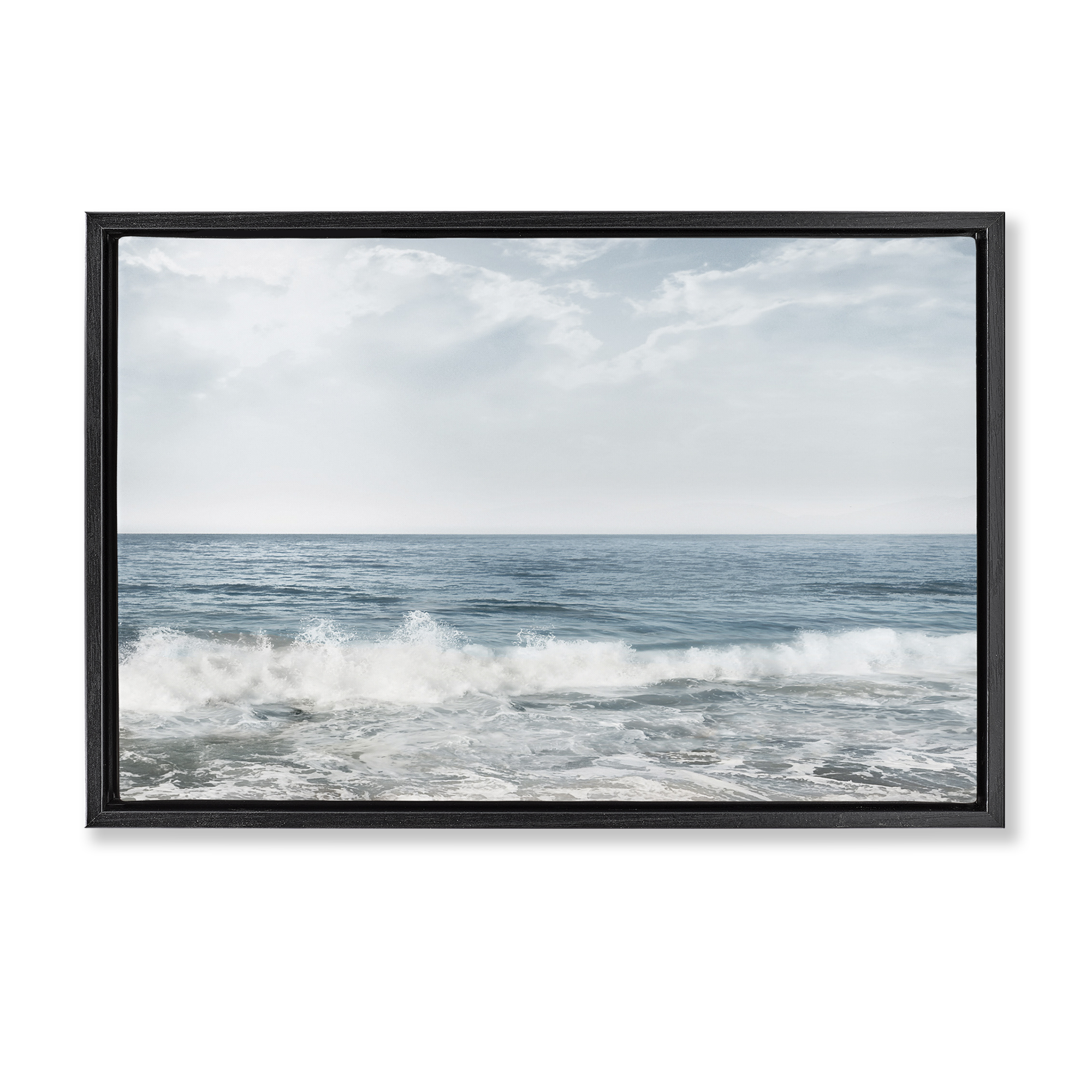 Stupell Industries Splashing Waves Beach Landscape Photography Black ...