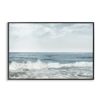 Stupell Industries Splashing Waves Beach Landscape Photography Black Framed Art Print Wall Art, 18 x 12