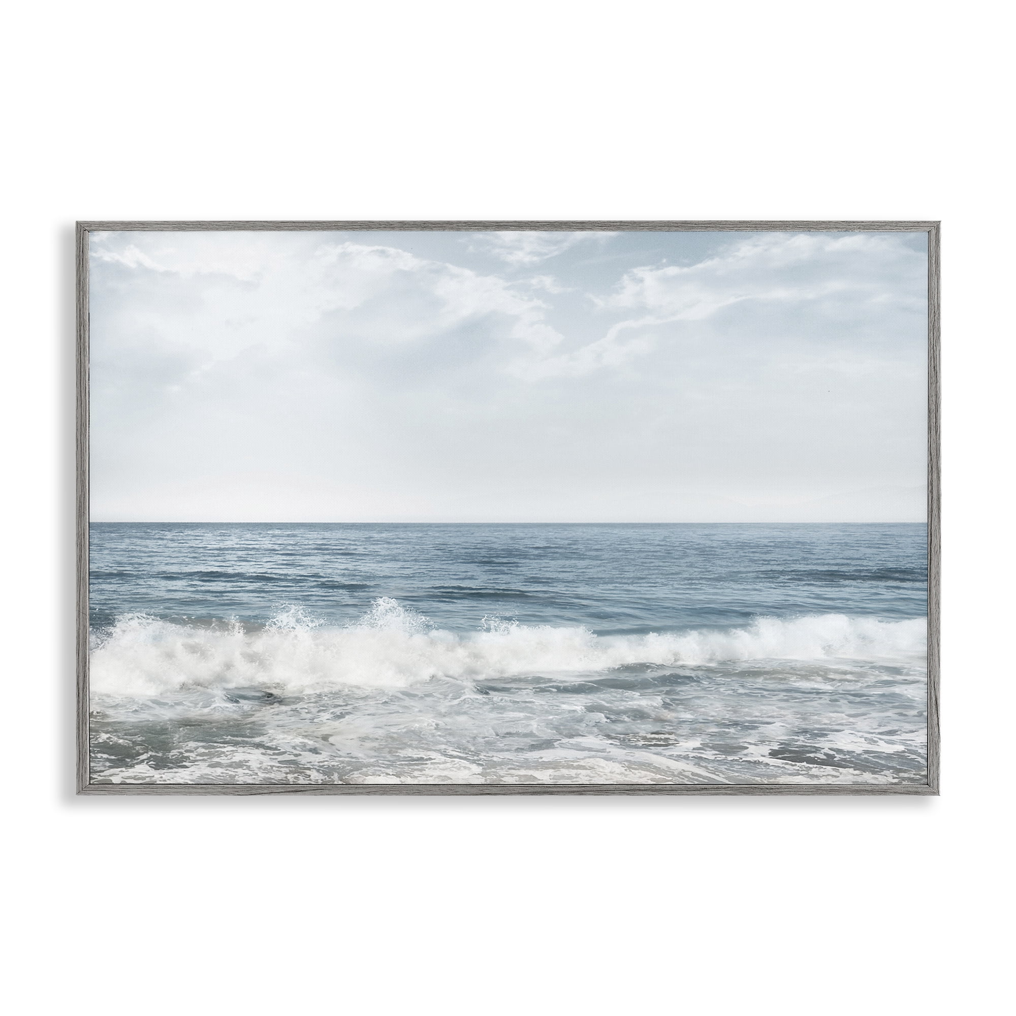 Stupell Industries Splashing Waves Beach Landscape Photography Gray ...