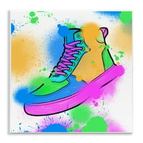 Stupell Industries Splattered Cool Sneakers Entertainment Painting Unframed Art Print Wall Art, 12 x 12