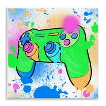 Stupell Industries Splattered Game Controller Entertainment Painting Unframed Art Print Wall Art, 12 x 12