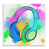 Stupell Industries Splattered Music Headphones Entertainment Painting Unframed Art Print Wall Art, 12 x 12