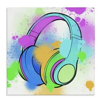 Stupell Industries Splattered Music Headphones Entertainment Painting Wrapped Canvas Art Print Wall Art, 17 x 17
