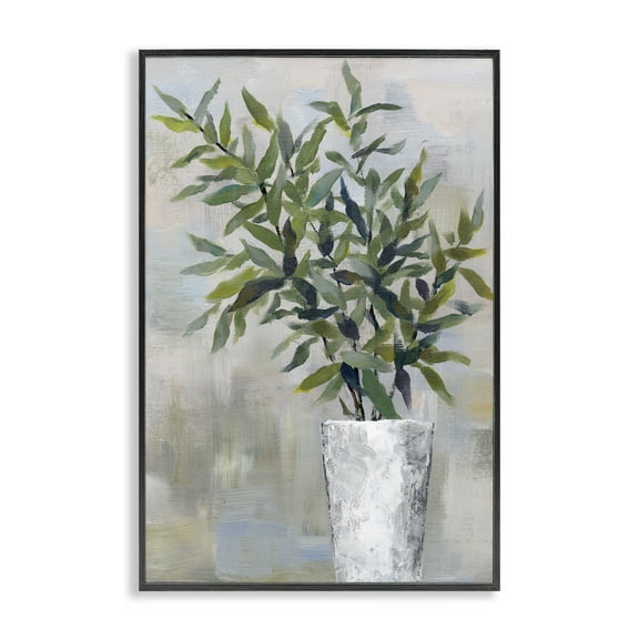 Stupell Industries Splayed Plant Leaves Plants & Flowers Painting Black Framed Art Print Wall Art, 12 x 18