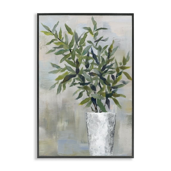 Stupell Industries Splayed Plant Leaves Plants & Flowers Painting Black Framed Art Print Wall Art, 16 x 24