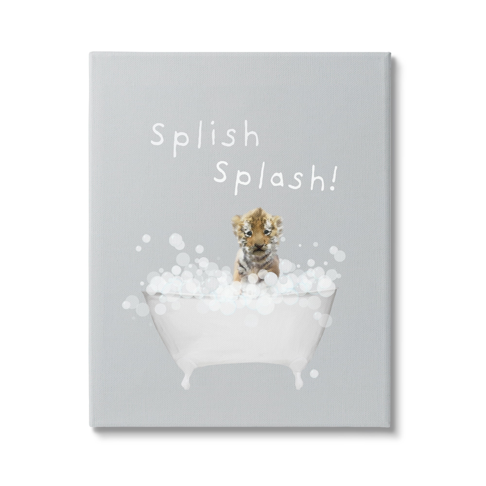 Stupell Industries Splish Splash Baby Tiger Animals & Insects Painting Gallery Wrapped Canvas Art Print Wall Art, 30 x 40