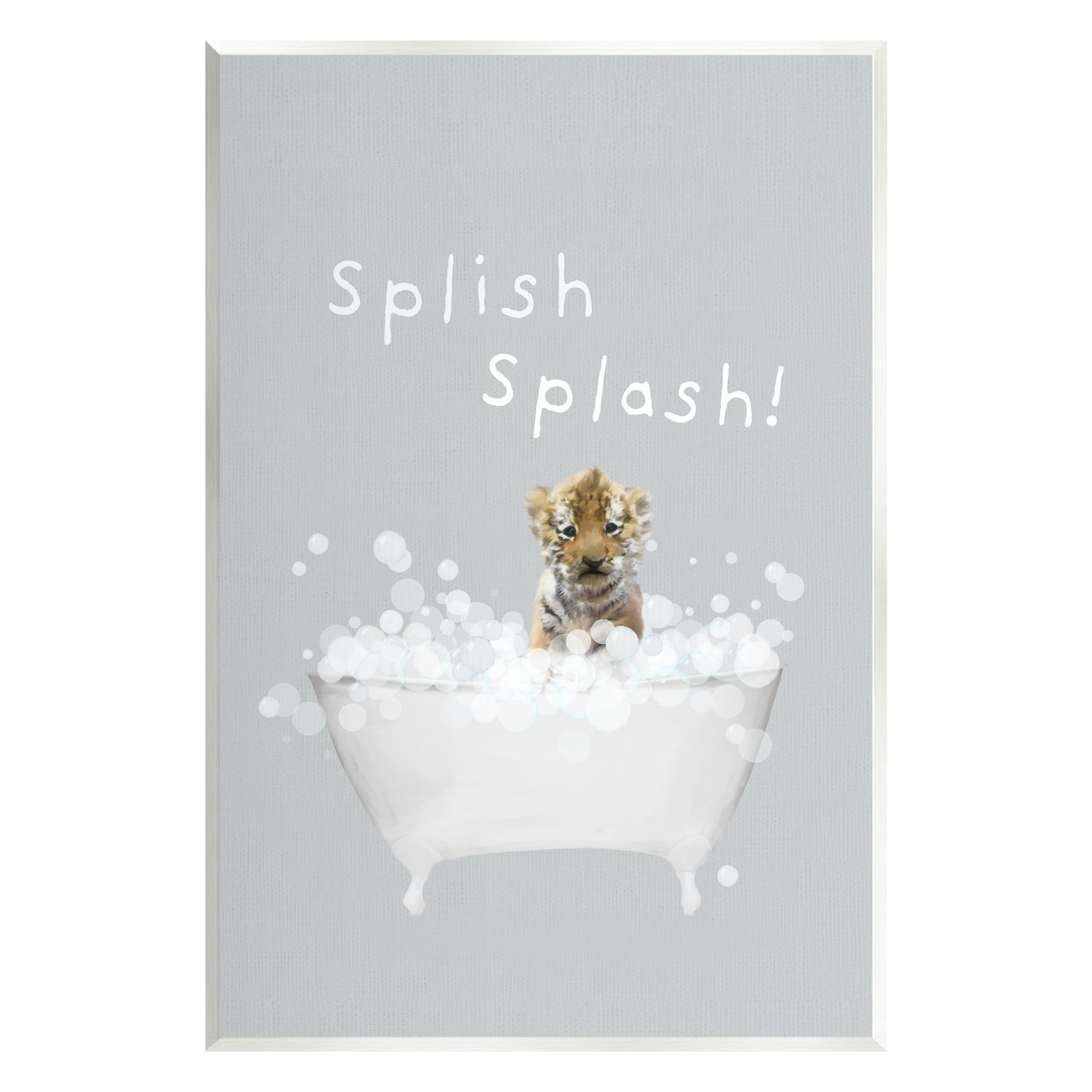Stupell Industries Splish Splash Baby Tiger Animals & Insects Painting Unframed Art Print Wall Art, 13 x 19
