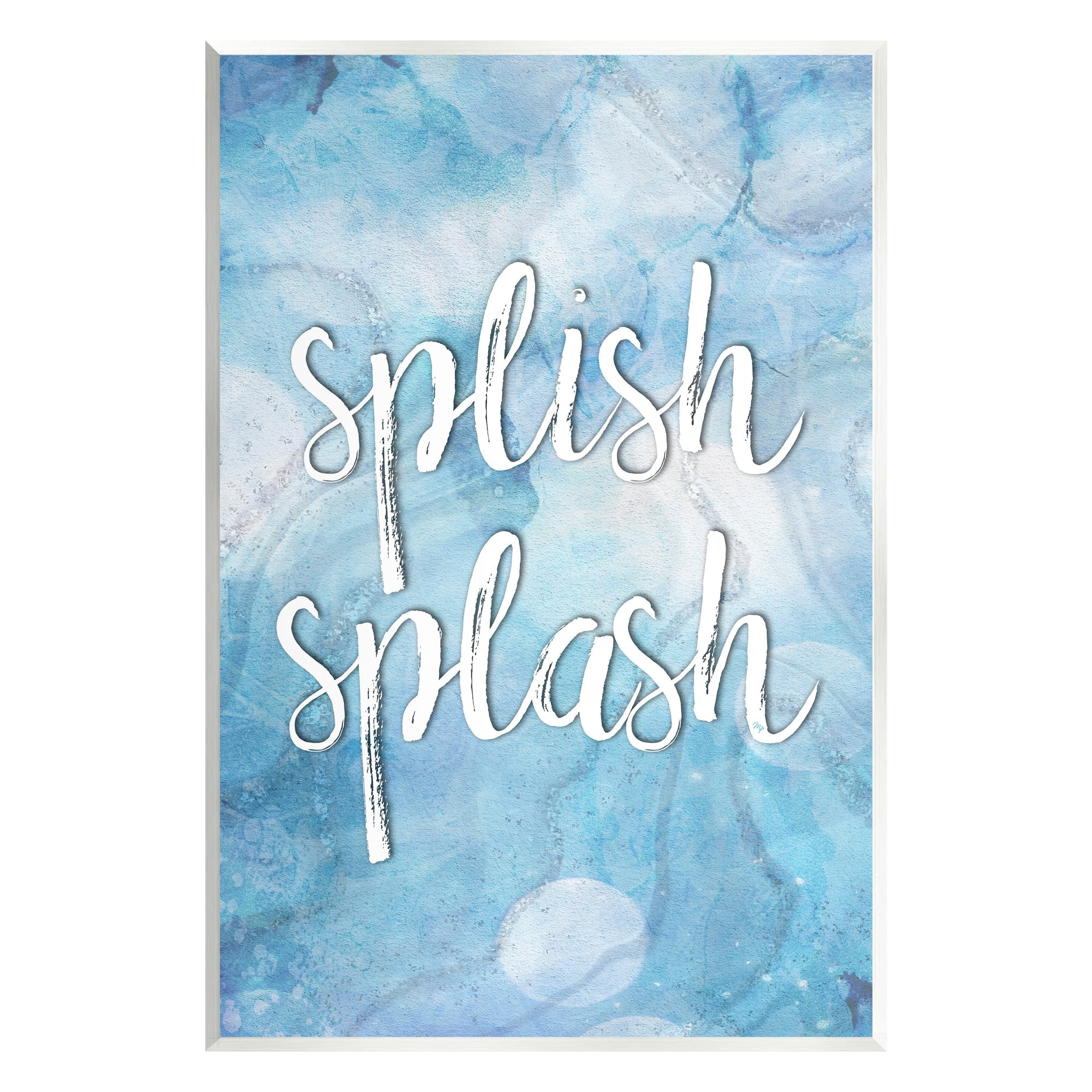 Stupell Industries Splish Splash Blue Bathroom Water Typography Painting Unframed Art Print Wall Art