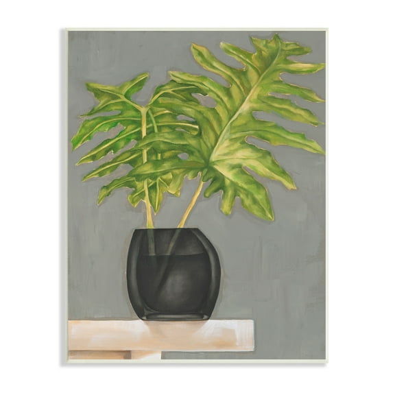 Stupell Industries Split Leaf Palm Pair in Vase Tabletop Painting, 10 x 15, Design by Jennifer Goldberger 