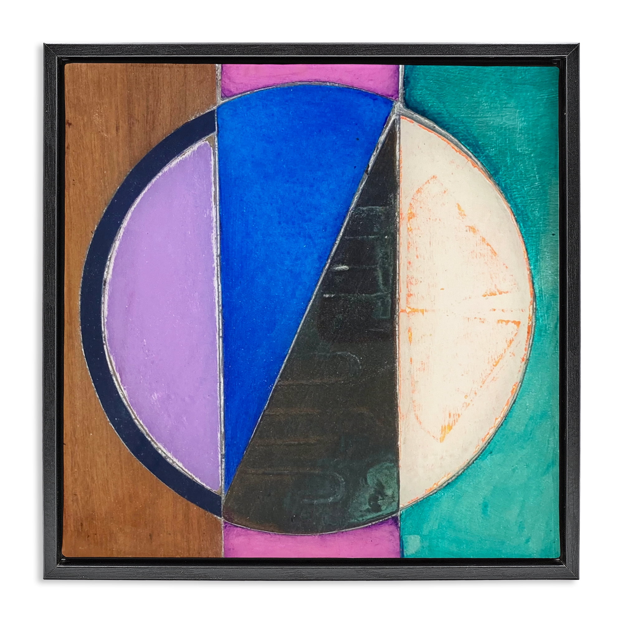Stupell Industries Split Symmetry Circle Black Framed Floater Canvas Wall Art, design by Matthew Finger