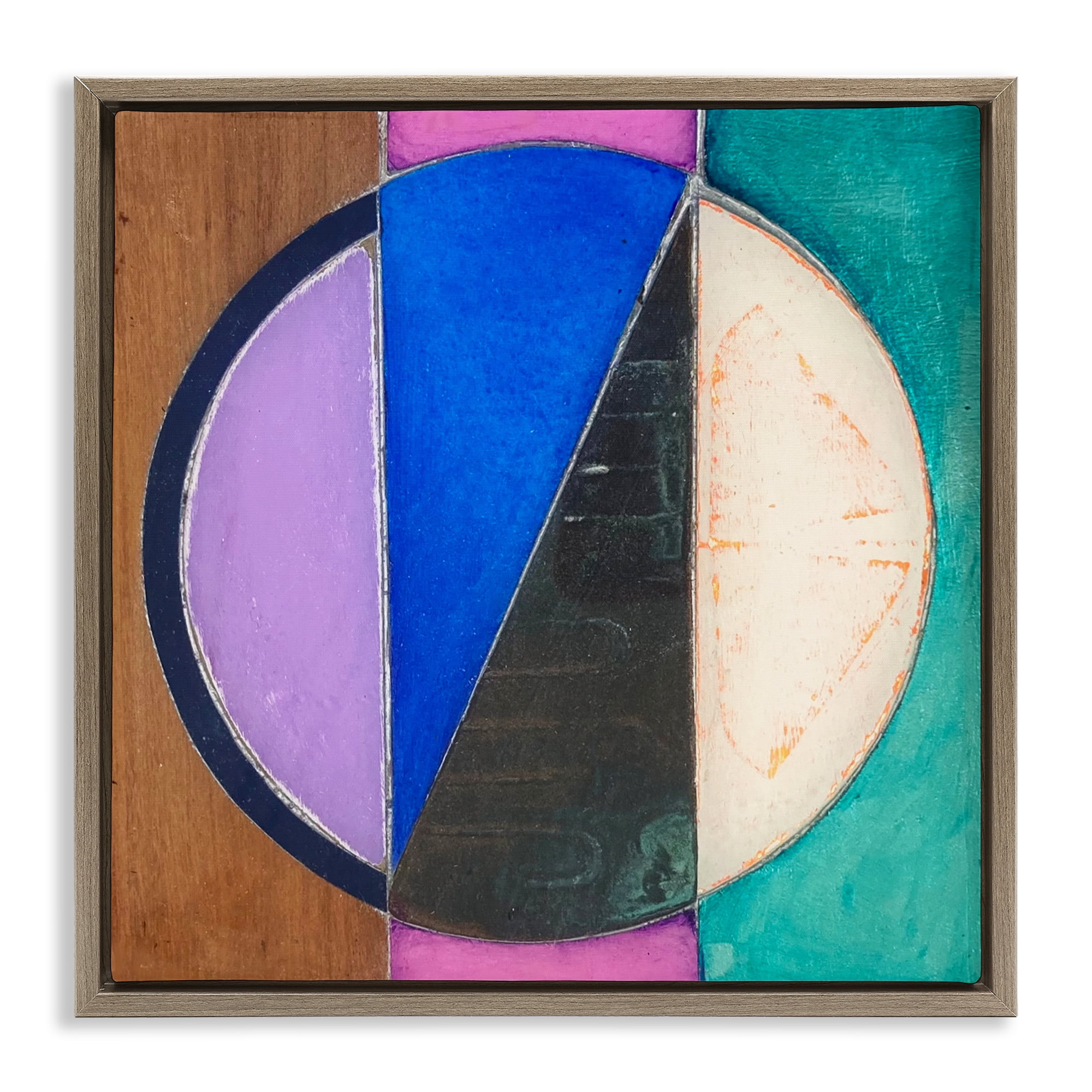 Stupell Industries Split Symmetry Circle Brown Framed Floater Canvas Wall Art, design by Matthew Finger