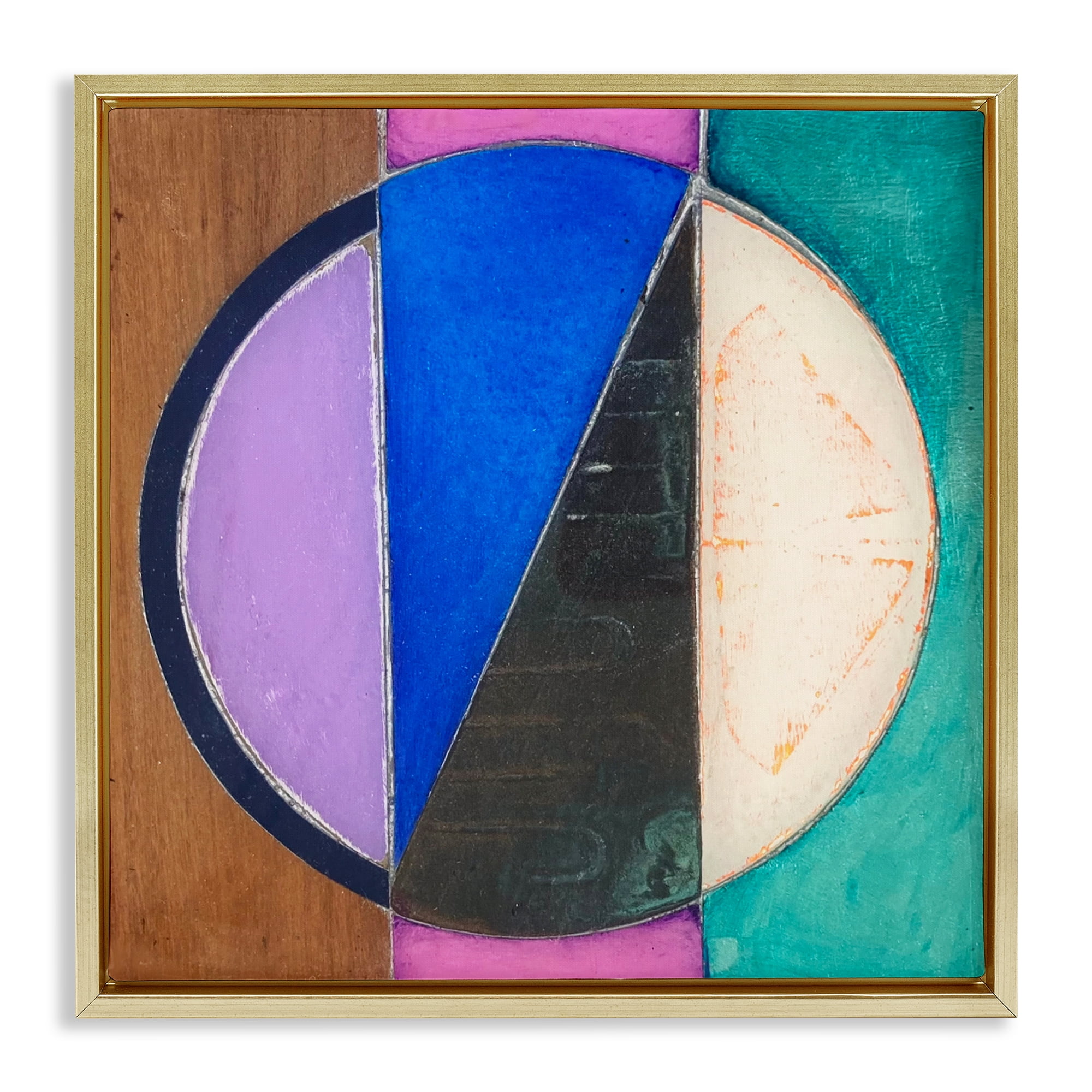 Stupell Industries Split Symmetry Circle Gold Framed Floater Canvas Wall Art, design by Matthew Finger