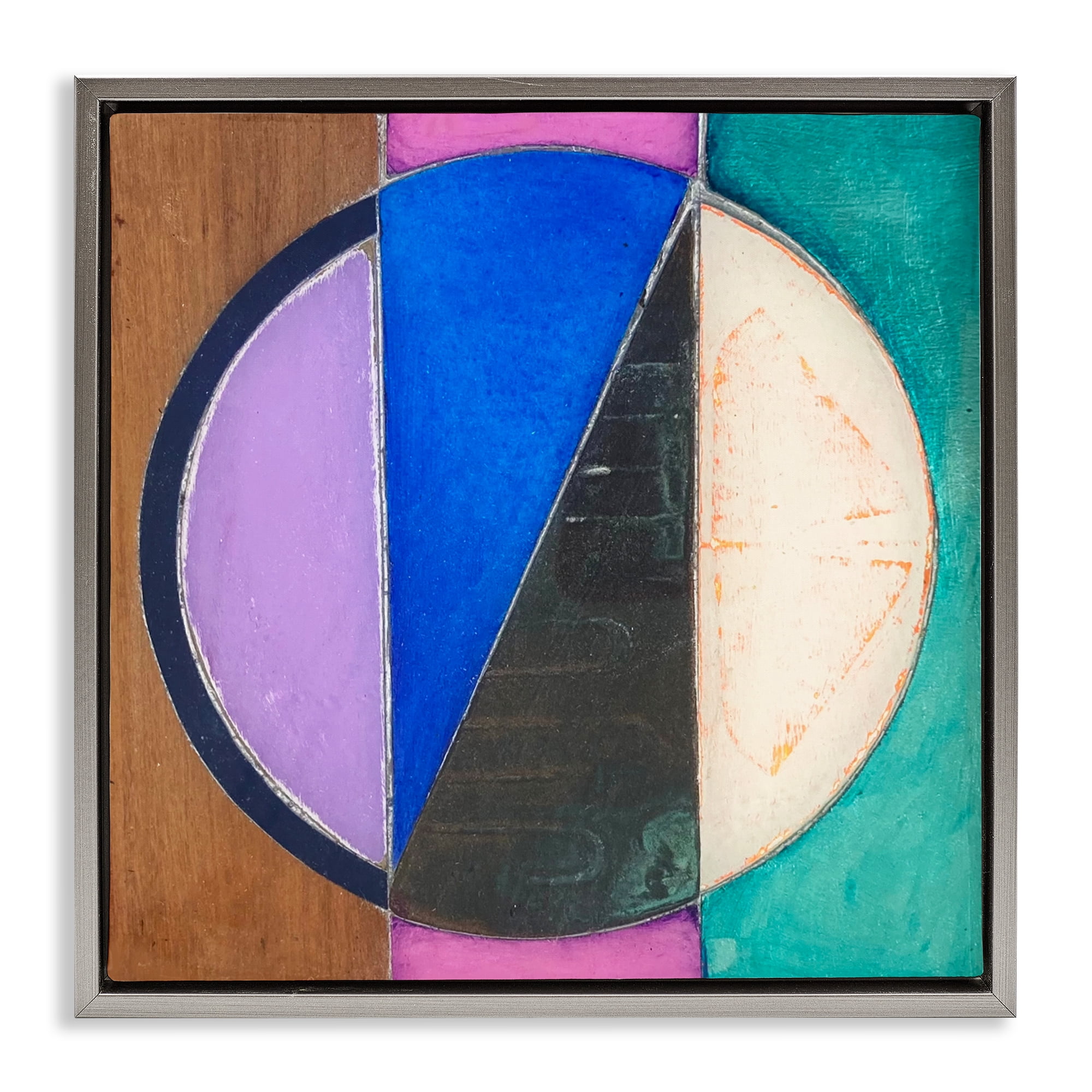 Stupell Industries Split Symmetry Circle Gray Framed Floater Canvas Wall Art, design by Matthew Finger