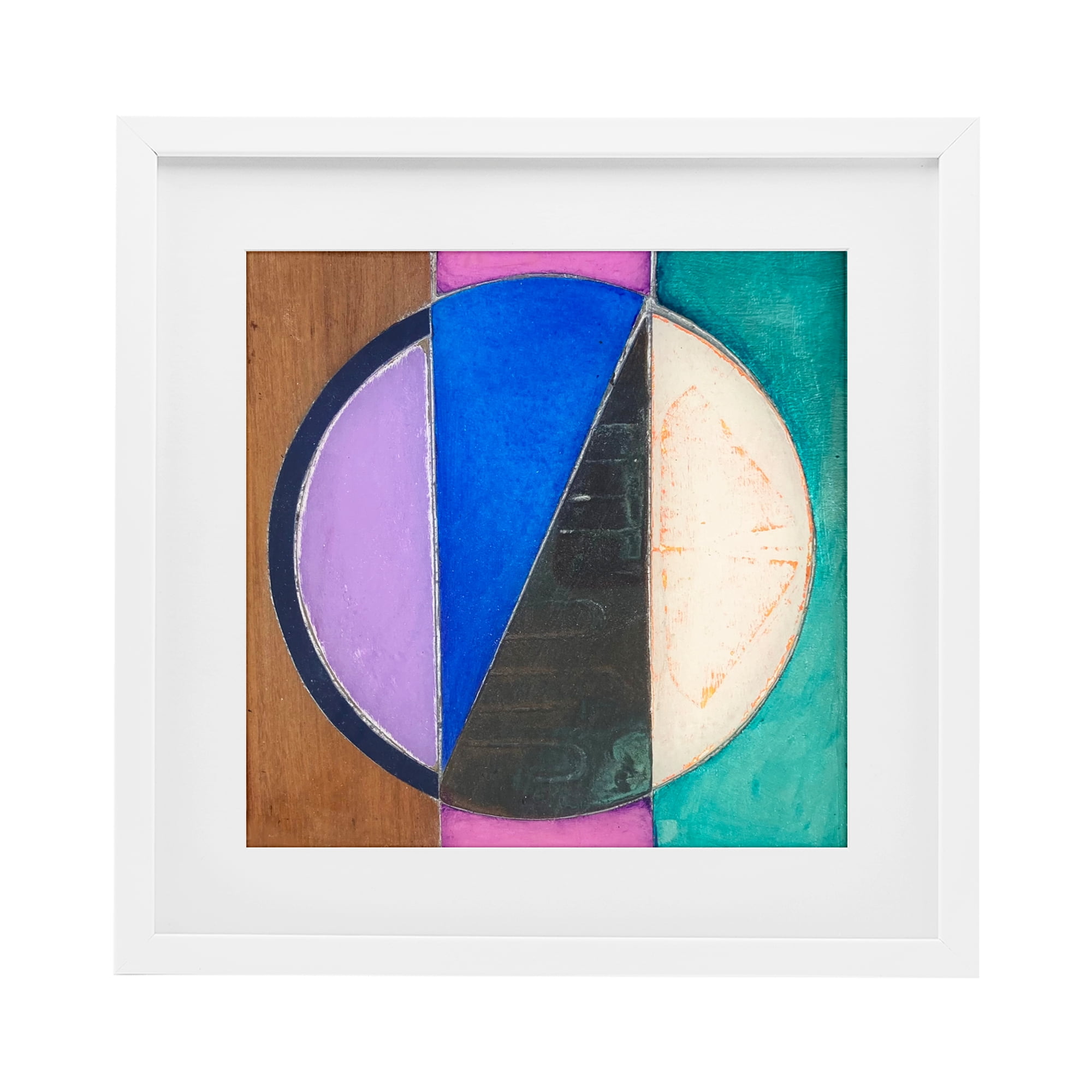 Stupell Industries Split Symmetry Circle White Framed Print Under Glass, design by Matthew Finger