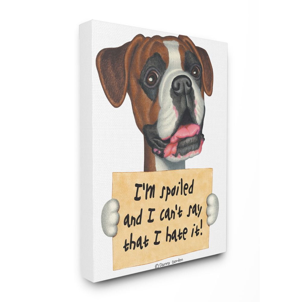 Stupell Industries Spoiled Boxer Dog Phrase Funny Home Pet Sign Canvas Wall Art Design by Danny Gordan, 30" x 40"