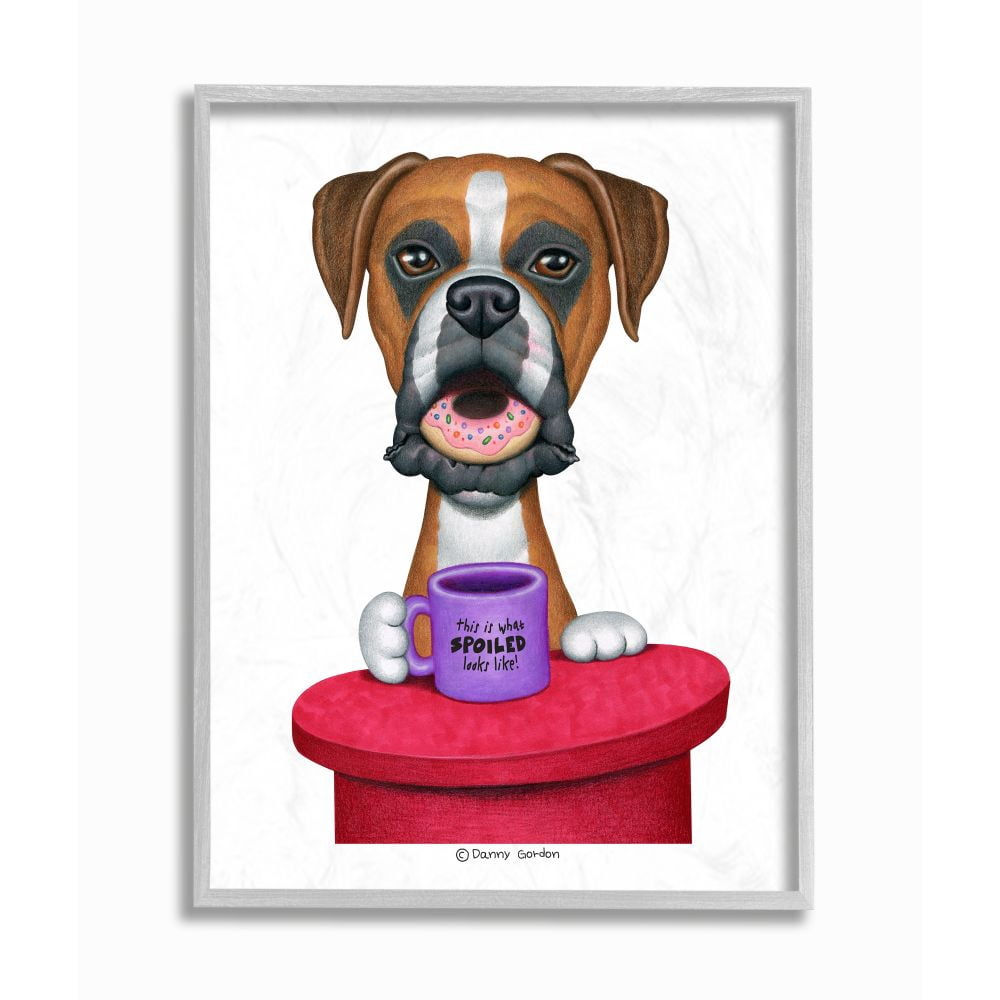 Stupell Industries Spoiled Boxer Dog with Quote Funny Pet Humor Designed by Danny Gordan