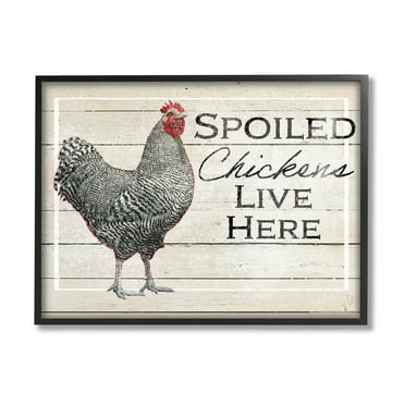 Stupell Industries Spoiled Chickens Live Here Phrase Graphic Art Black Framed Art Print Wall Art, Design by The Saturday Evening Post