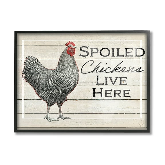 Stupell Industries Spoiled Chickens Live Here Phrase Graphic Art Black Framed Art Print Wall Art, Design by The Saturday Evening Post
