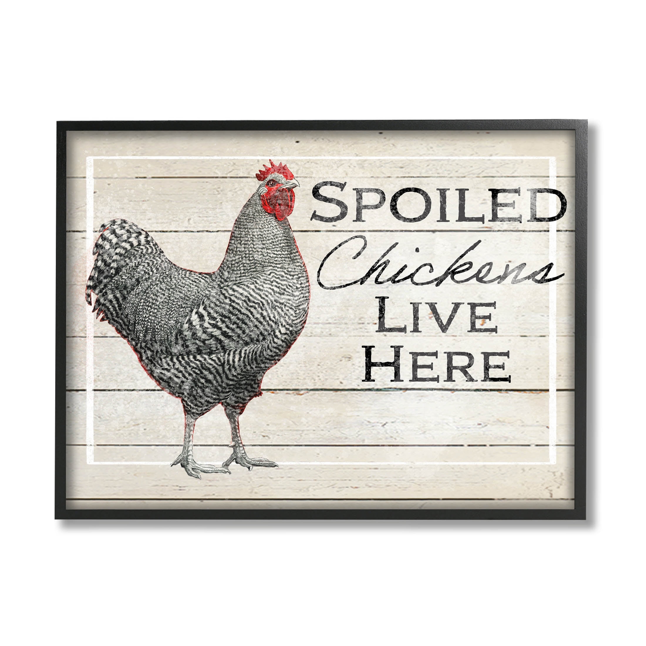 Stupell Industries Spoiled Chickens Live Here Phrase Graphic Art Black Framed Art Print Wall Art, Design by The Saturday Evening Post