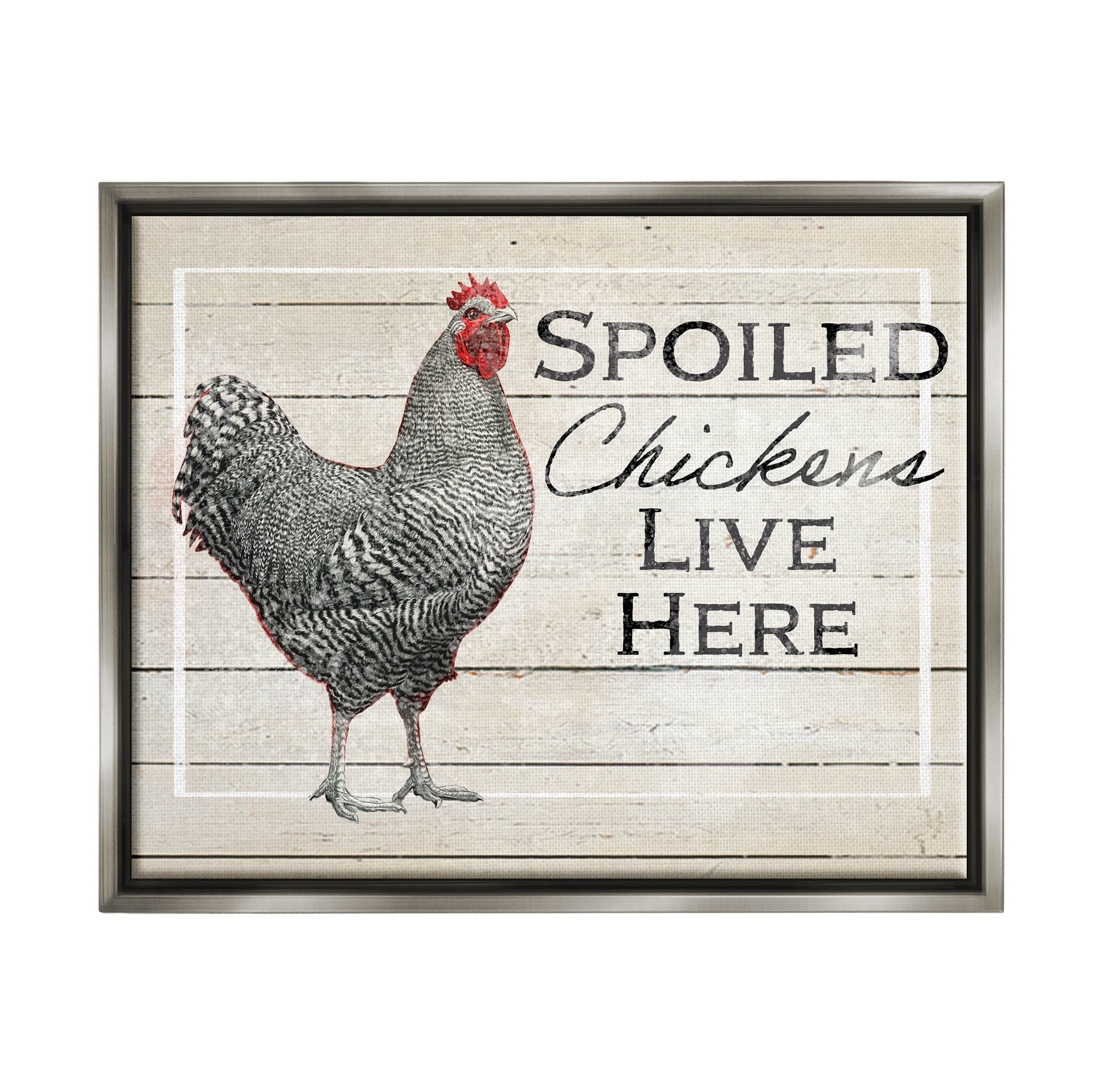 Stupell Industries Spoiled Chickens Live Here Phrase Graphic Art Luster Gray Floating Framed Canvas Print Wall Art, Design by The Saturday Evening Post