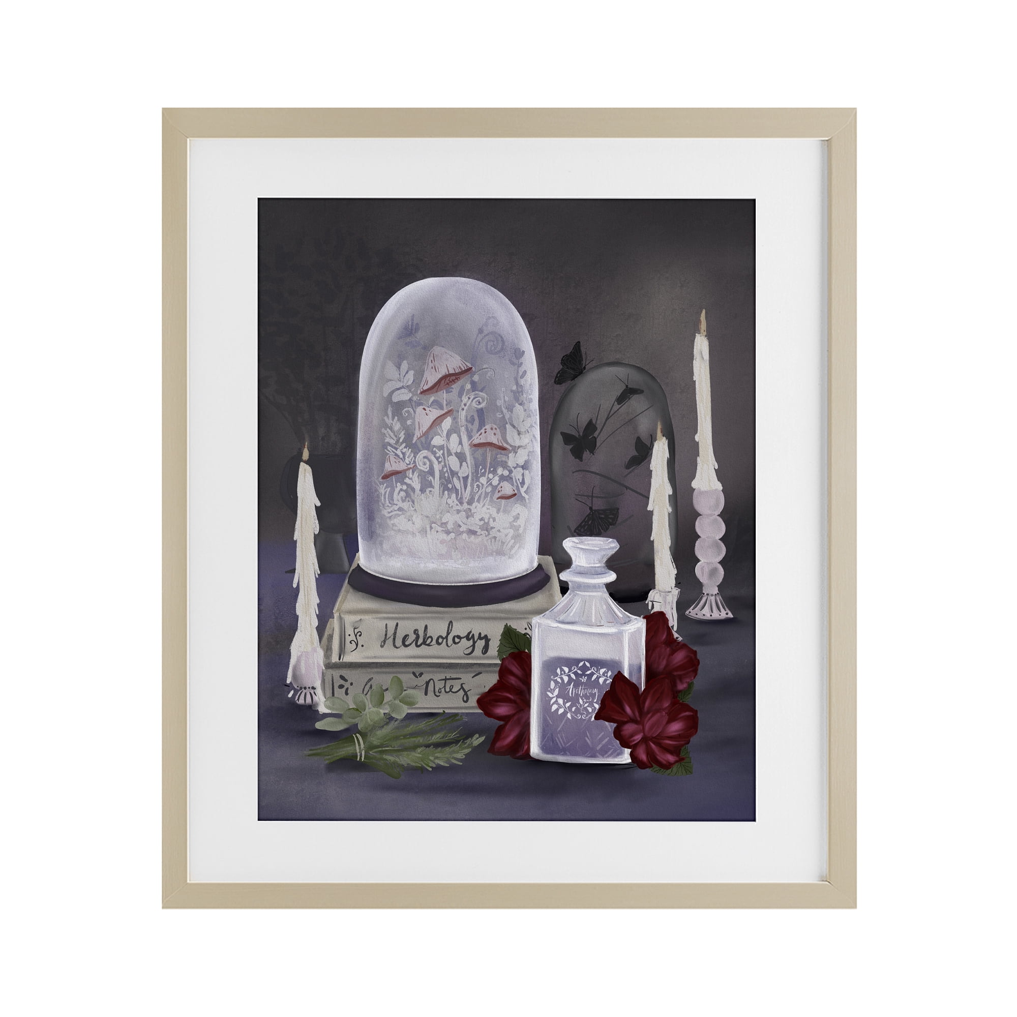 Stupell Industries Spooky Apothecary Vibes Birch Framed Print Under Glass, design by Adreane Fippinger