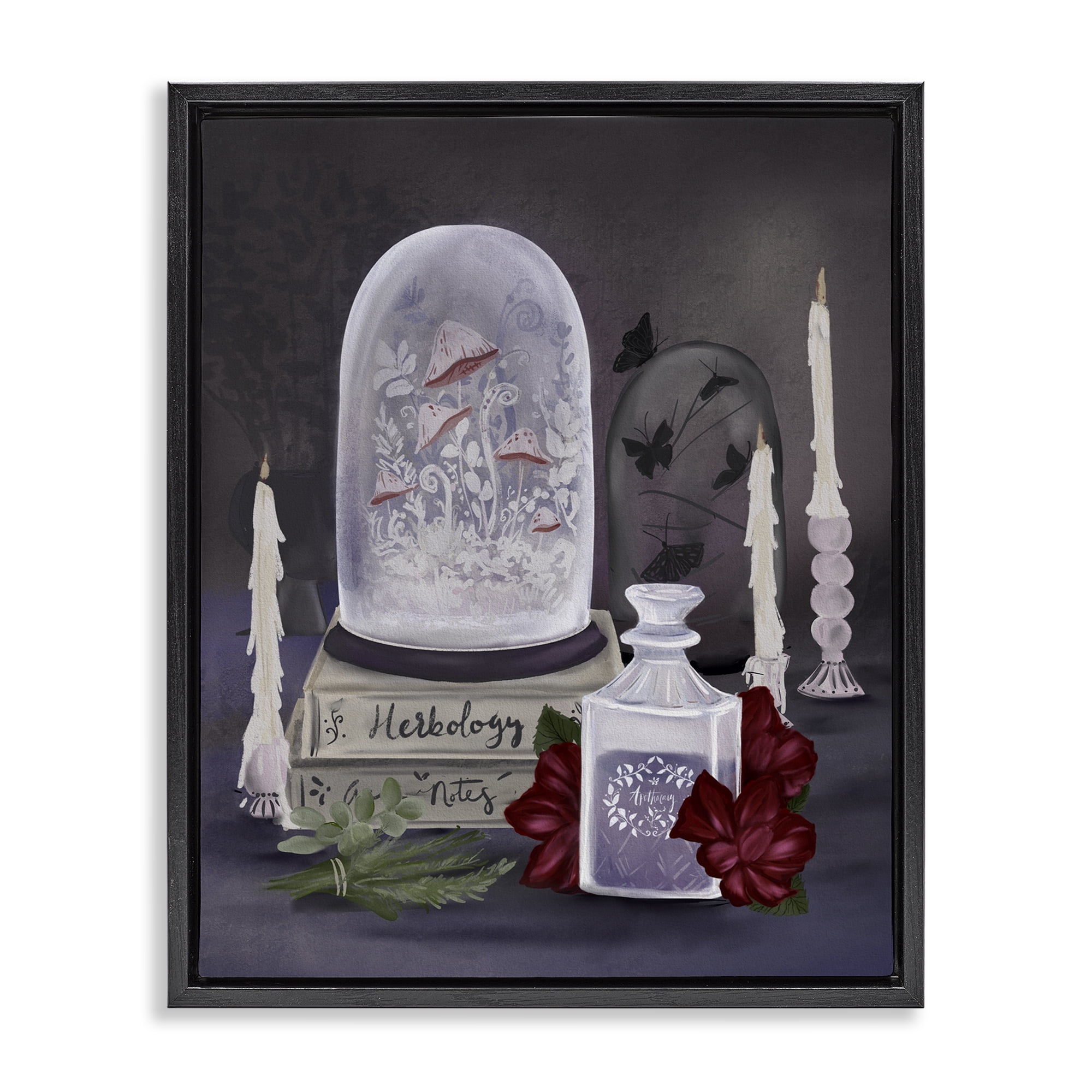 Stupell Industries Spooky Apothecary Vibes Black Framed Floater Canvas Wall Art, design by Adreane Fippinger