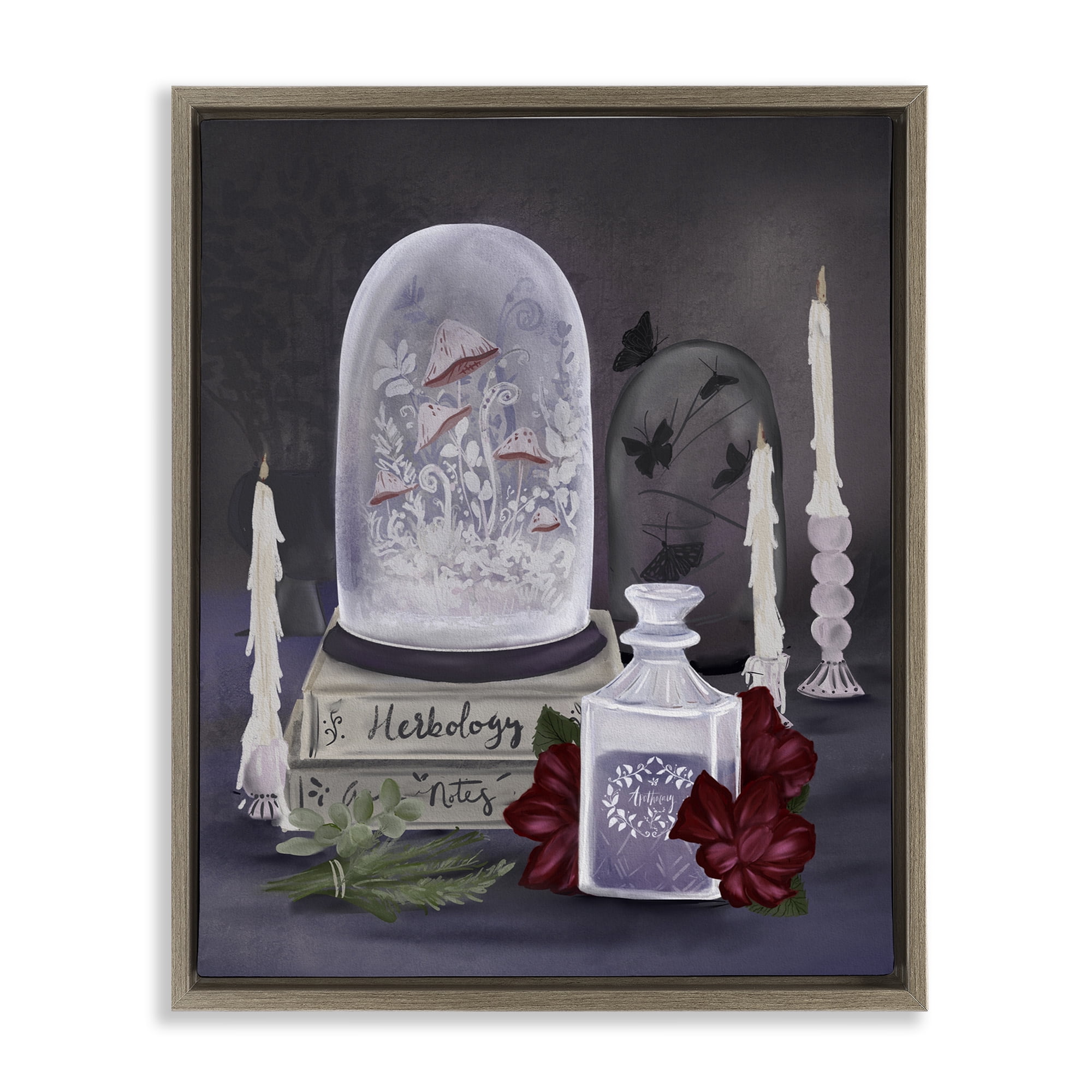 Stupell Industries Spooky Apothecary Vibes Brown Framed Floater Canvas Wall Art, design by Adreane Fippinger