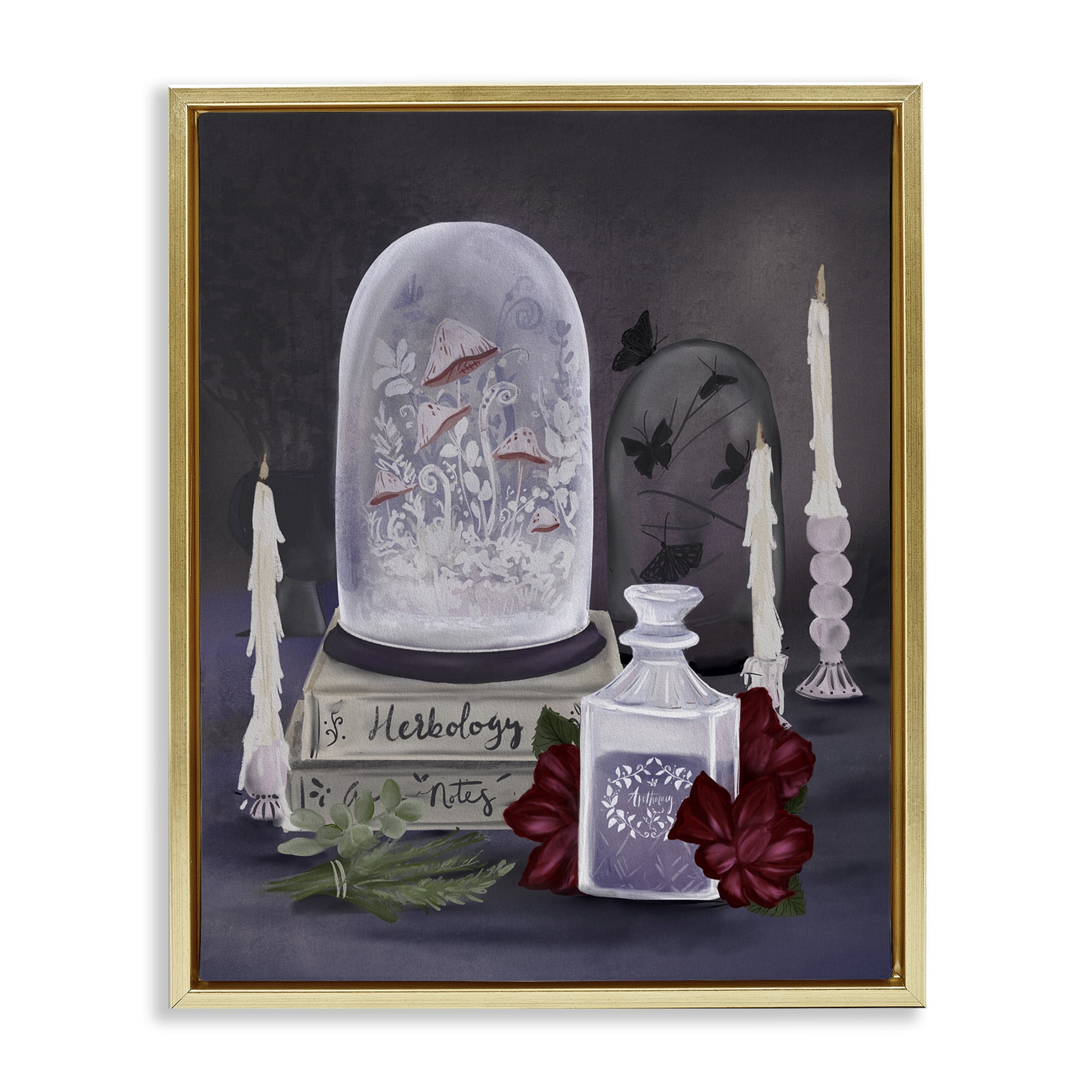 Stupell Industries Spooky Apothecary Vibes Gold Framed Floater Canvas Wall Art, design by Adreane Fippinger