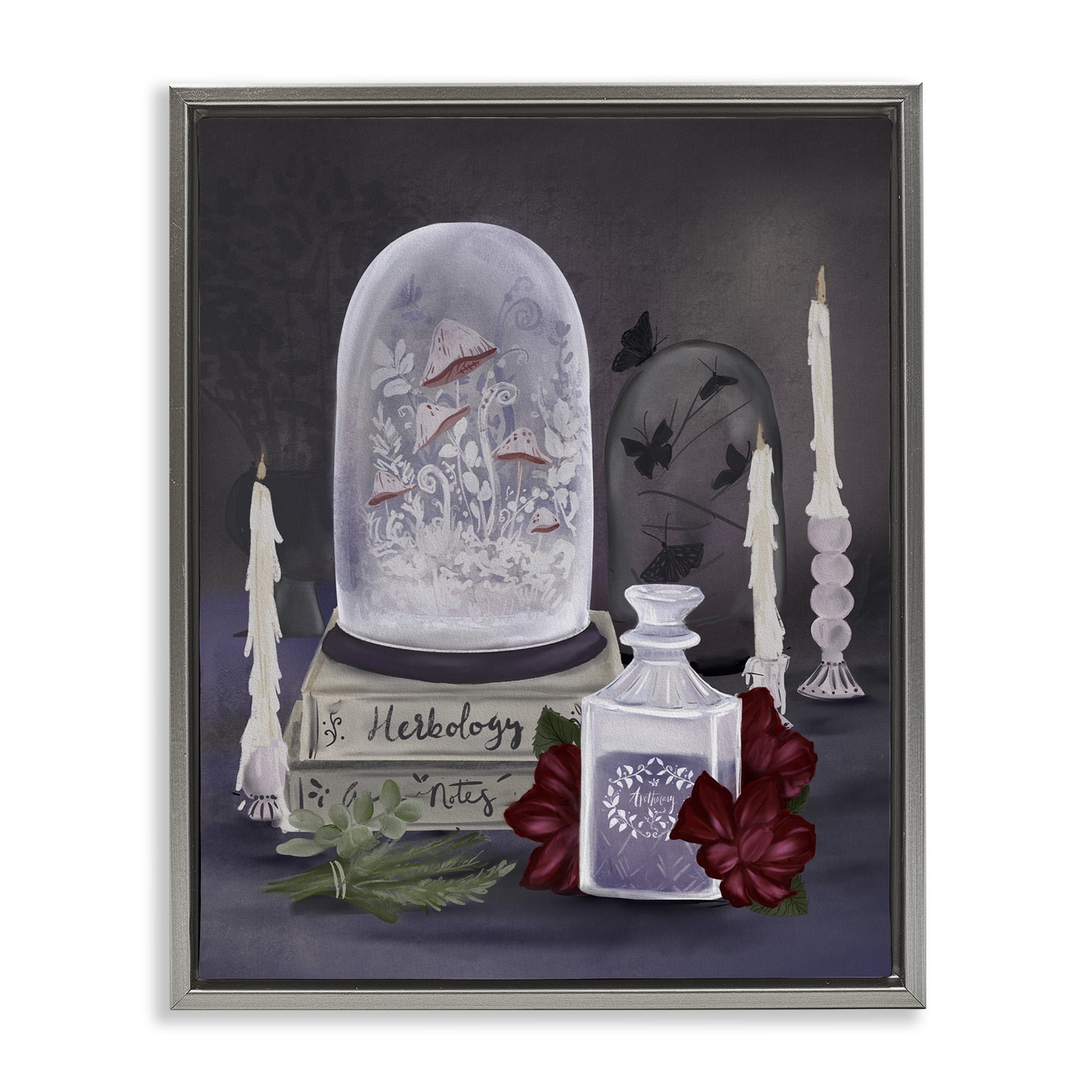 Stupell Industries Spooky Apothecary Vibes Gray Framed Floater Canvas Wall Art, design by Adreane Fippinger