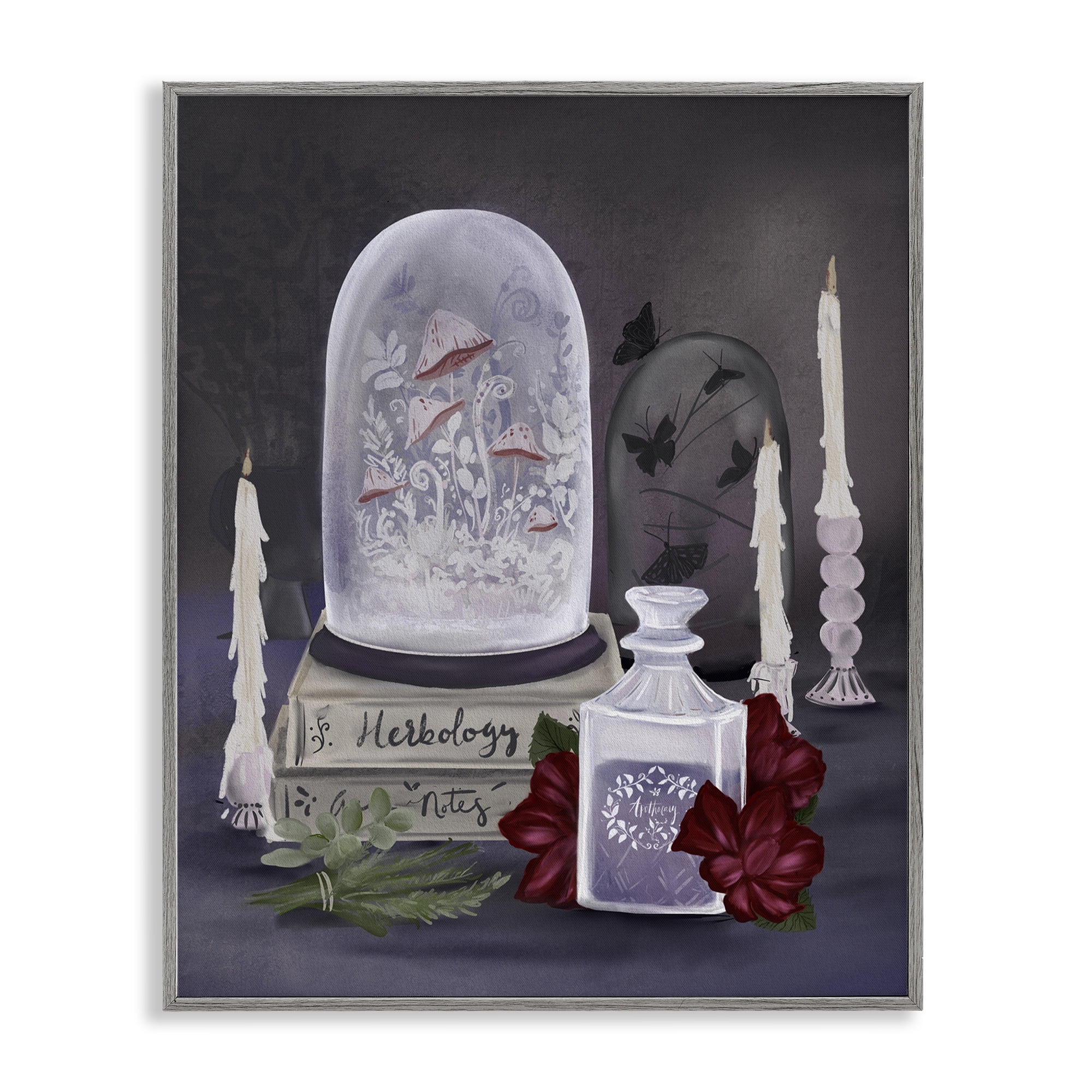 Stupell Industries Spooky Apothecary Vibes Gray Framed Giclee Art, design by Adreane Fippinger