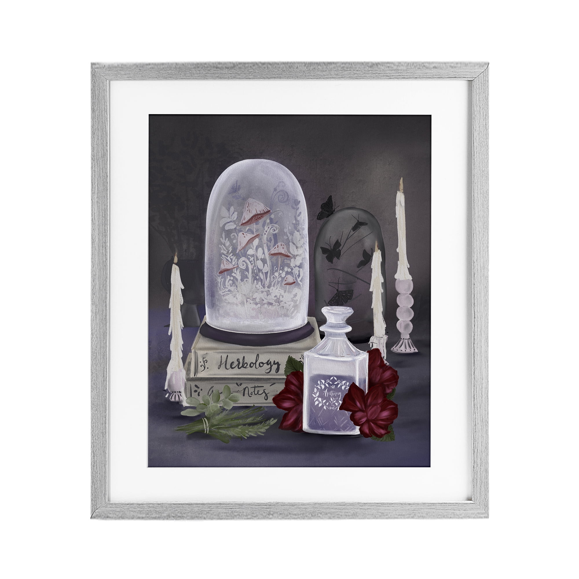 Stupell Industries Spooky Apothecary Vibes Gray Framed Print Under Glass, design by Adreane Fippinger