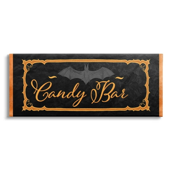 Stupell Industries Spooky Candy Bar Sign Halloween Bat Orange Black, 30 x 13,Design by SD Graphics Studio