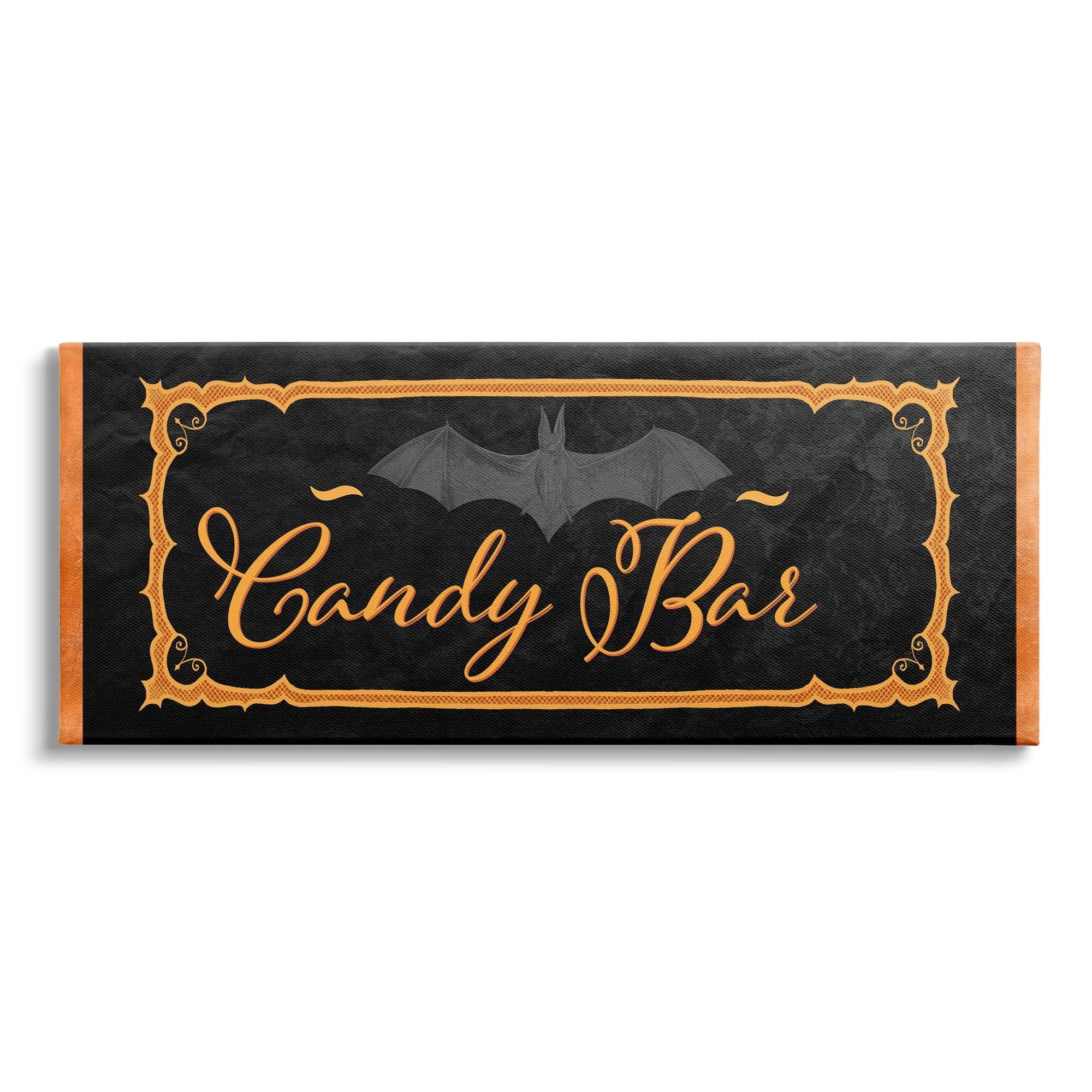Stupell Industries Spooky Candy Bar Sign Halloween Bat Orange Black, 40 x 17,Design by SD Graphics Studio