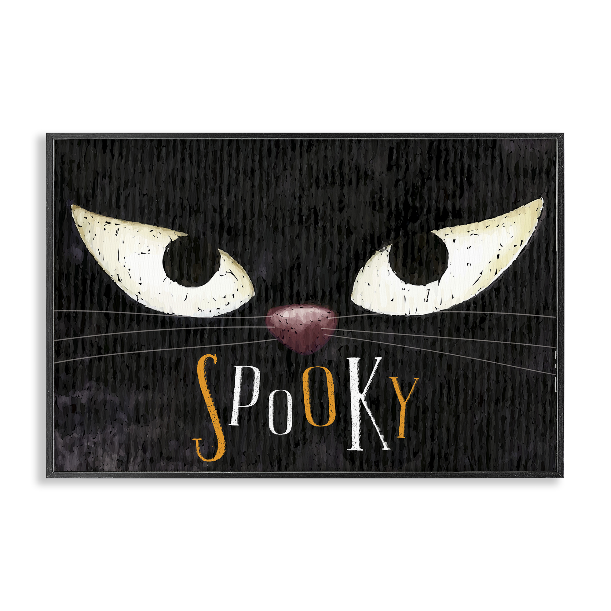Stupell Industries Spooky Cat Eyes Animals Painting Black Framed Art Print Wall Art, 24 x 16