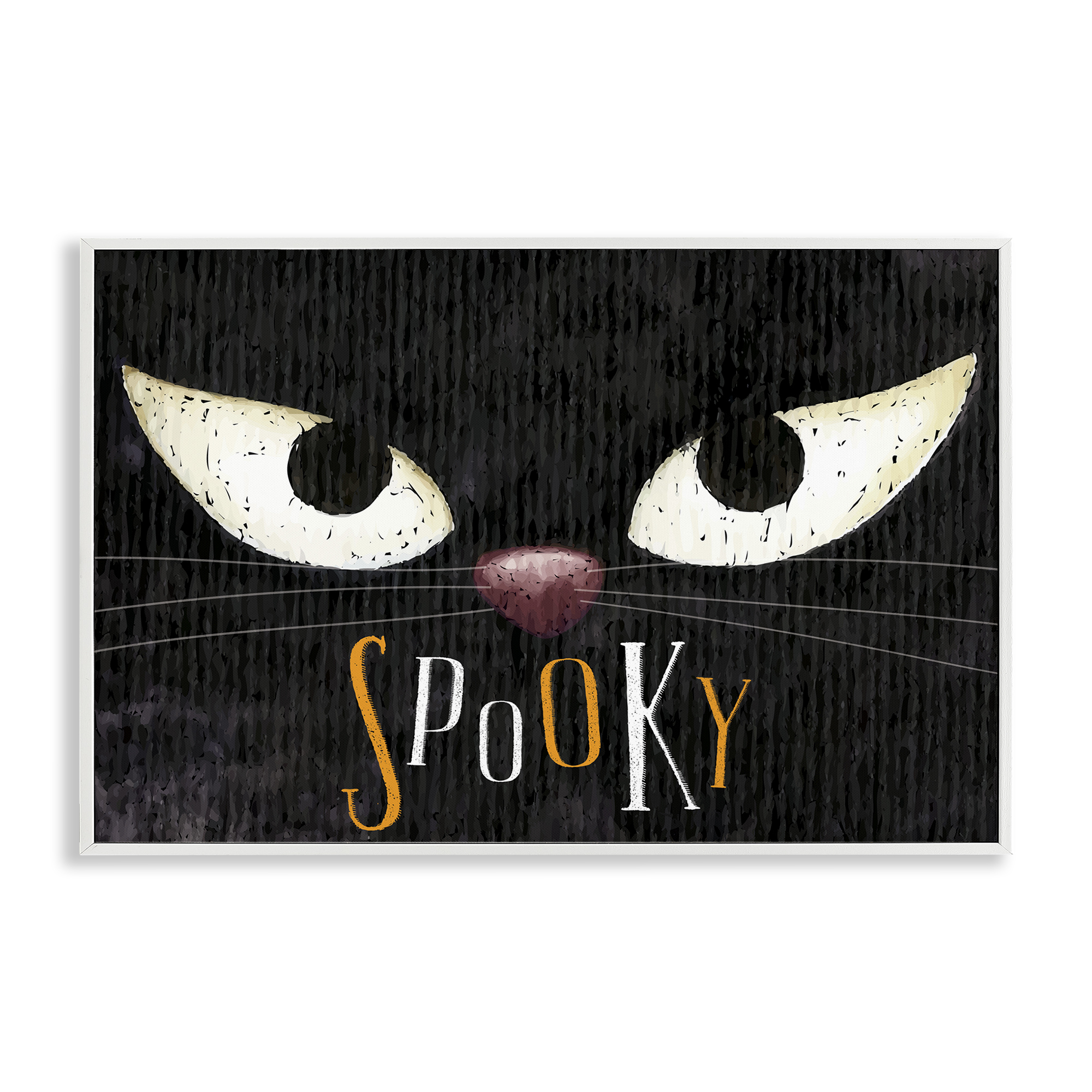 Stupell Industries Spooky Cat Eyes Animals Painting White Framed Art Print Wall Art, 30 x 20