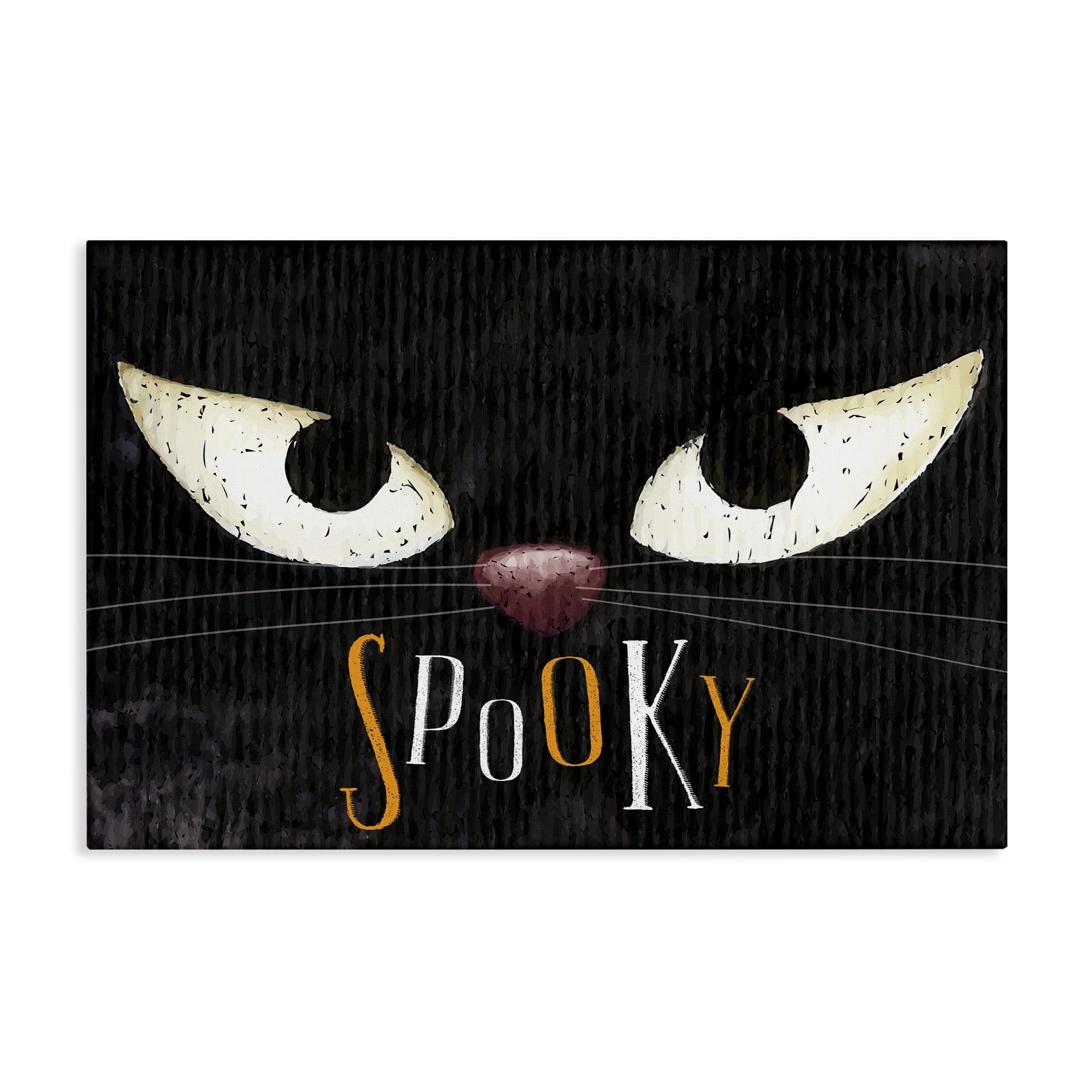 Stupell Industries Spooky Cat Eyes Animals Painting Wrapped Canvas Art Print Wall Art, 36 x 24