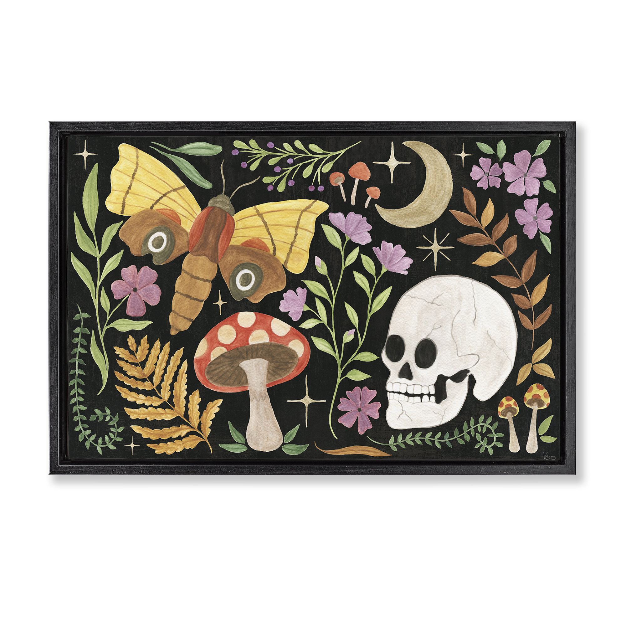 Stupell Industries Spooky Chic Collage Animals Painting Black Floater Framed Canvas Art Print Wall Art, 31 x 21