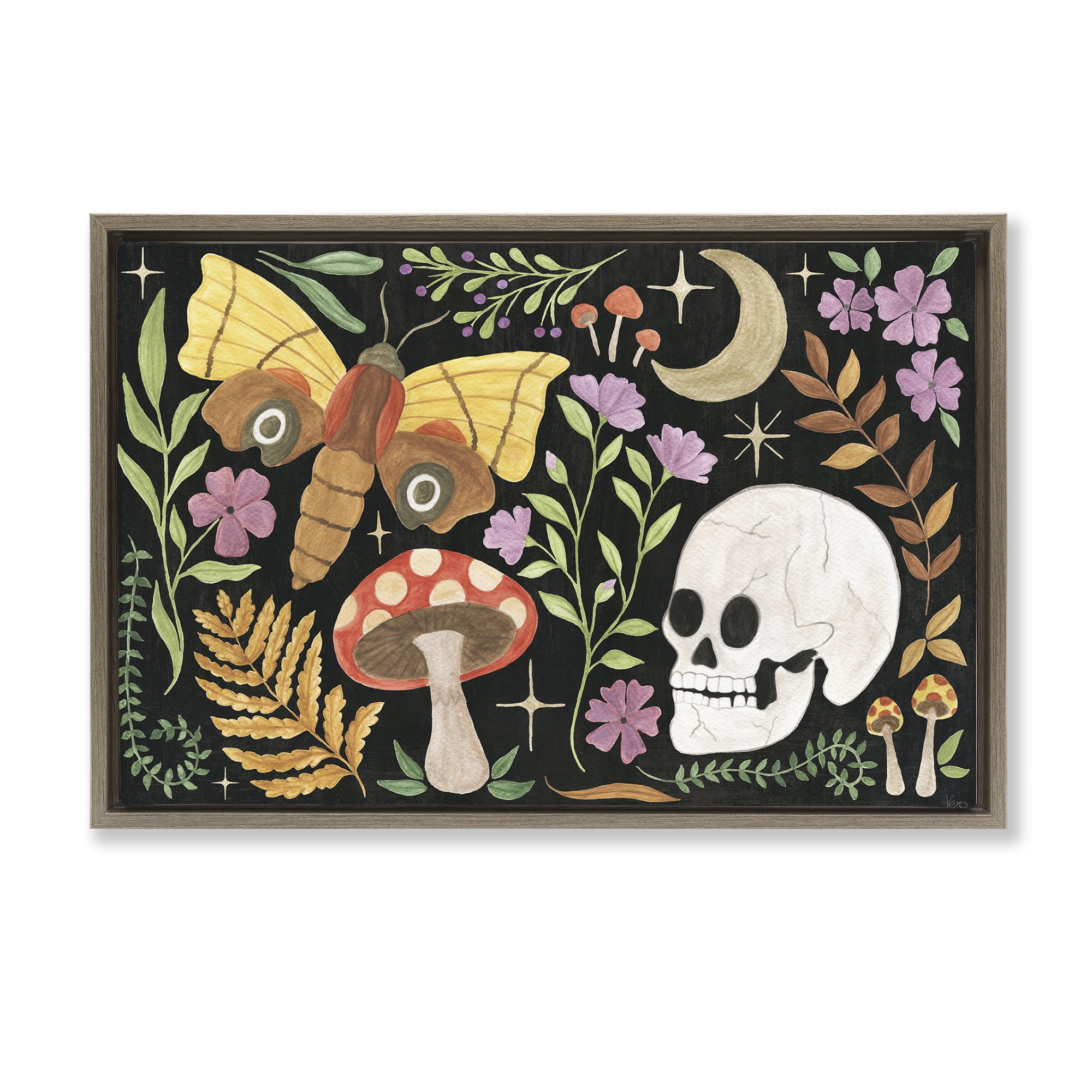 Stupell Industries Spooky Chic Collage Animals Painting Brown Floater Framed Canvas Art Print Wall Art, 25 x 17