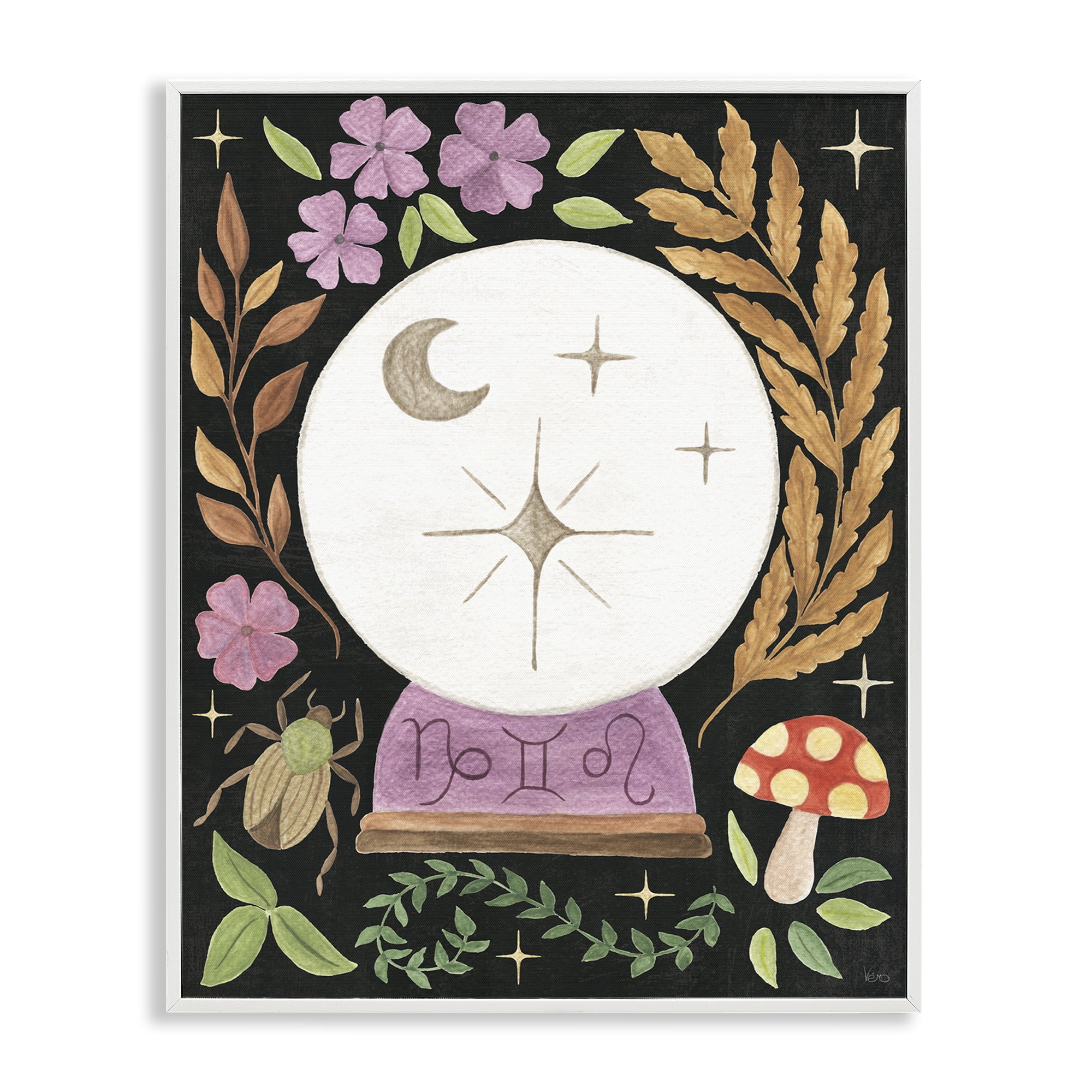 Stupell Industries Spooky Chic Crystal Ball Astrology & Stars Painting White Framed Art Print Wall Art, 24 x 30