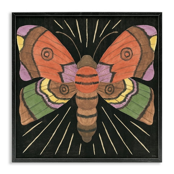 Stupell Industries Spooky Chic Moth Animals Painting Black Framed Art Print Wall Art, 17 x 17