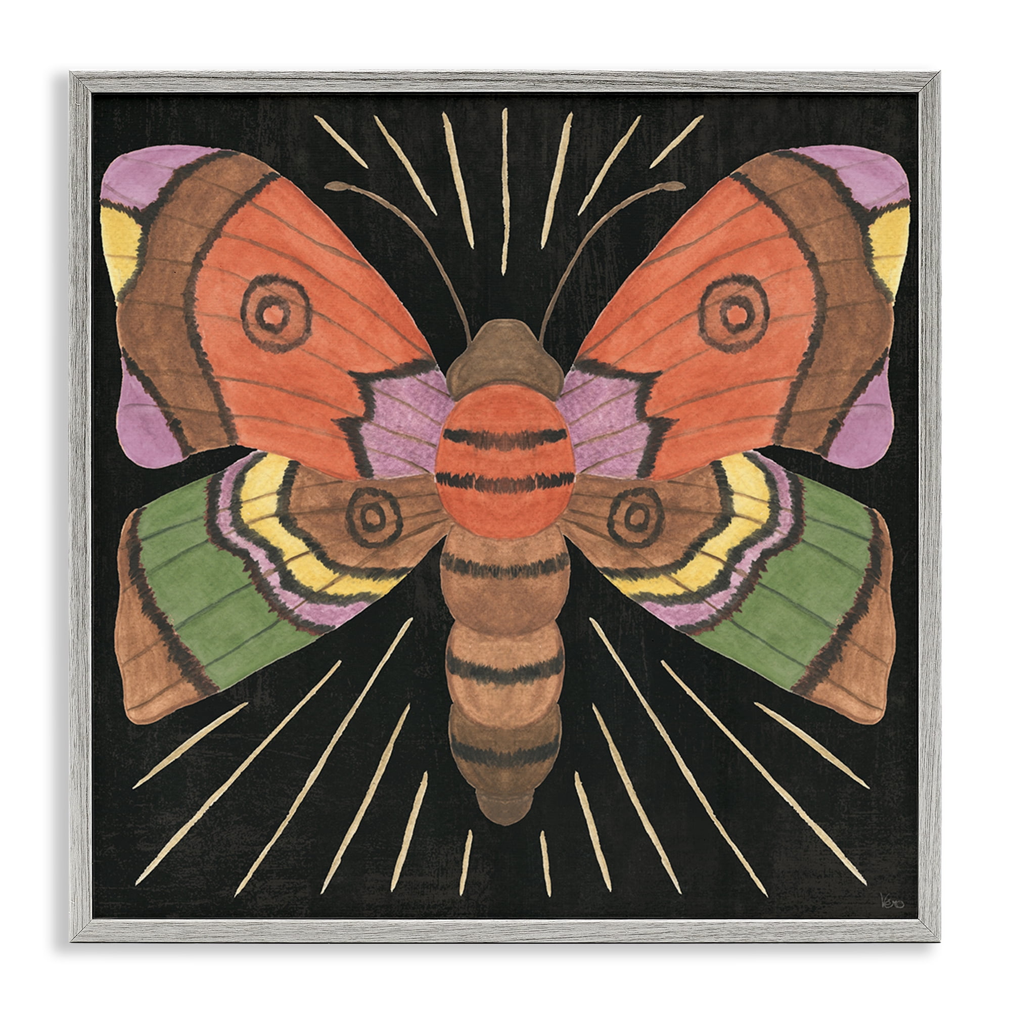 Stupell Industries Spooky Chic Moth Animals Painting Gray Framed Art Print Wall Art, 24 x 24