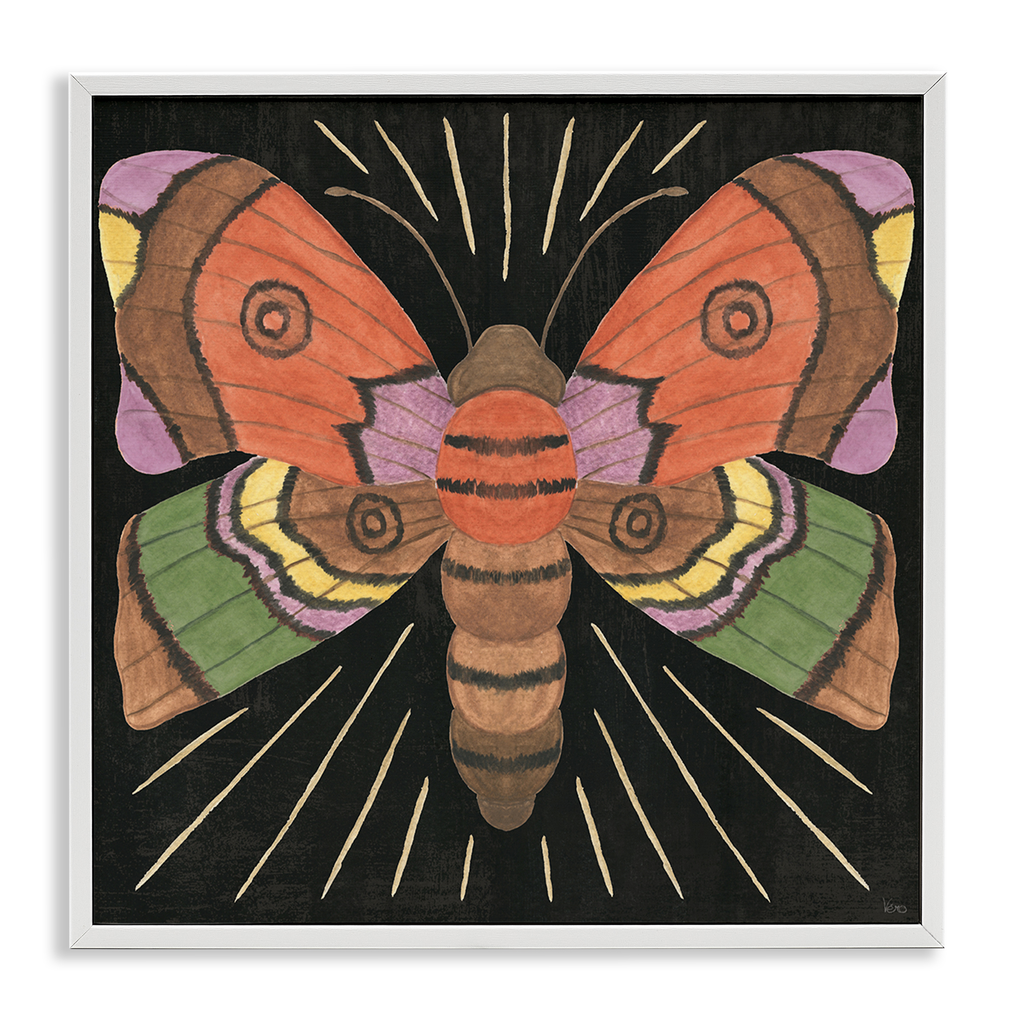 Stupell Industries Spooky Chic Moth Animals Painting White Framed Art Print Wall Art, 12 x 12