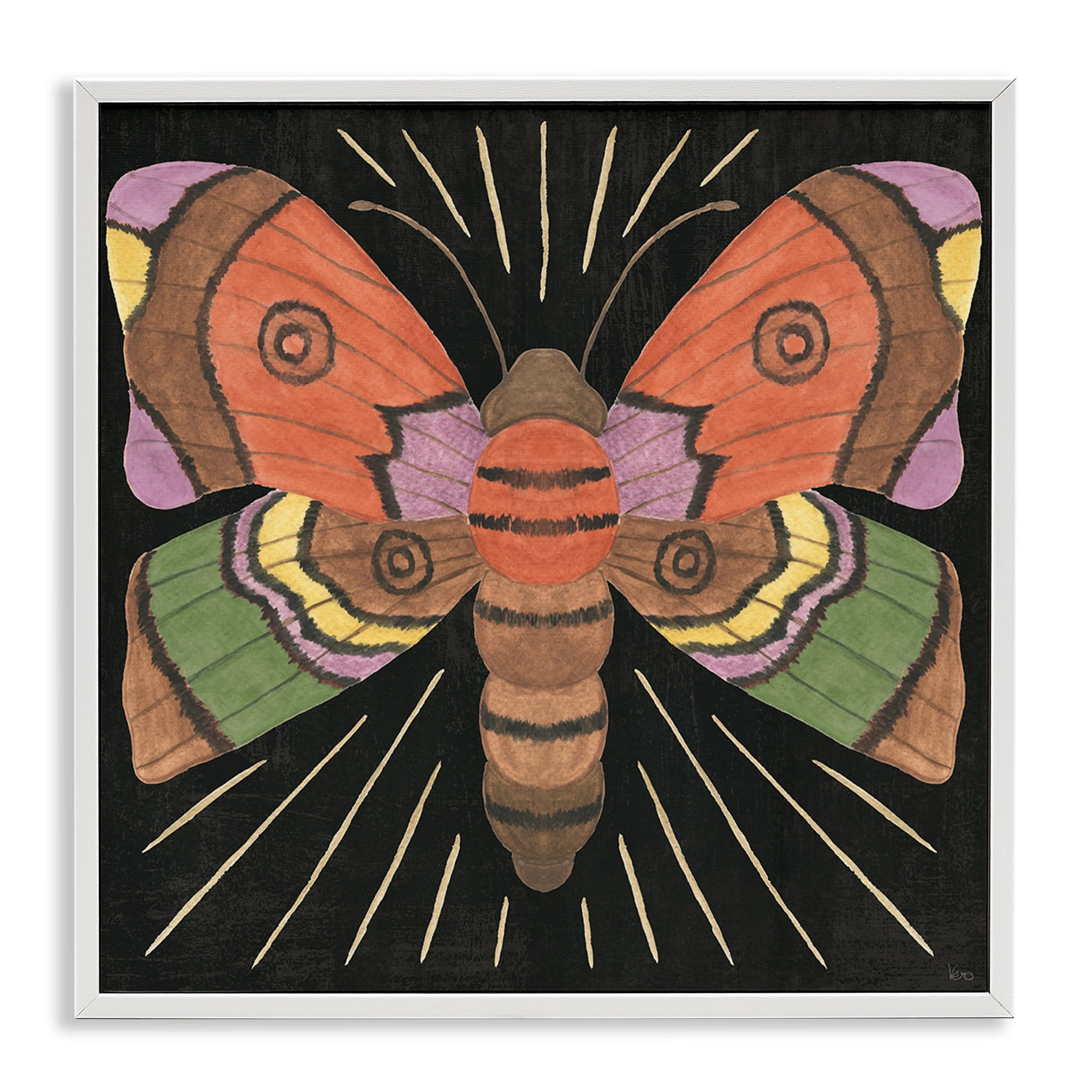 Stupell Industries Spooky Chic Moth Animals Painting White Framed Art Print Wall Art, 17 x 17