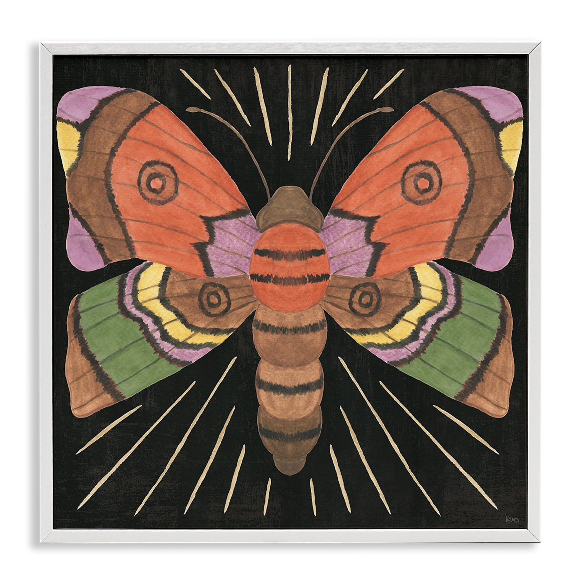 Stupell Industries Spooky Chic Moth Animals Painting White Framed Art Print Wall Art, 24 x 24
