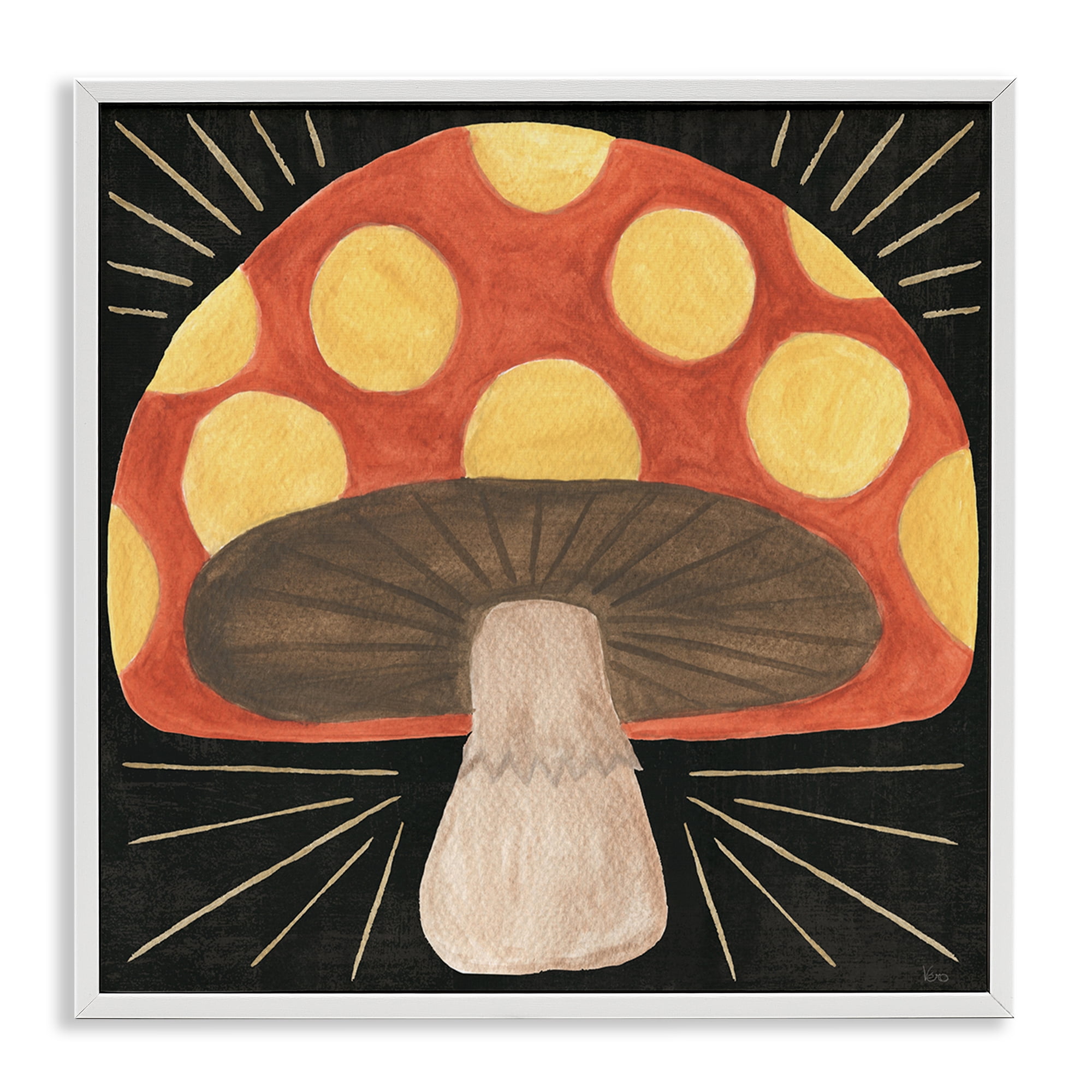 Stupell Industries Spooky Chic Mushroom Plants & Flowers Painting White Framed Art Print Wall Art, 12 x 12