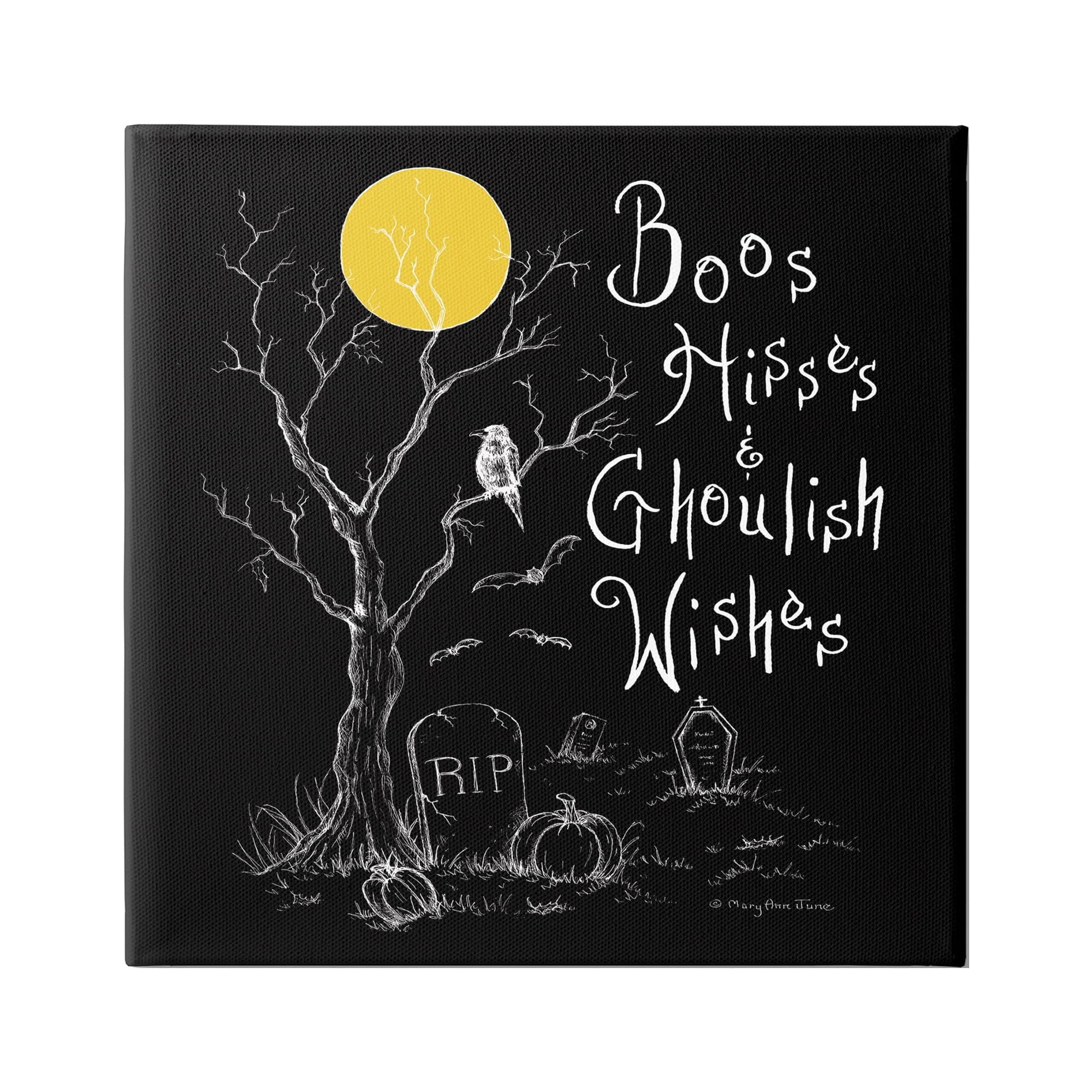 Stupell Industries Spooky Dark Halloween Phrase Holiday Painting Gallery Wrapped Canvas Print Wall Art, 24 x 24