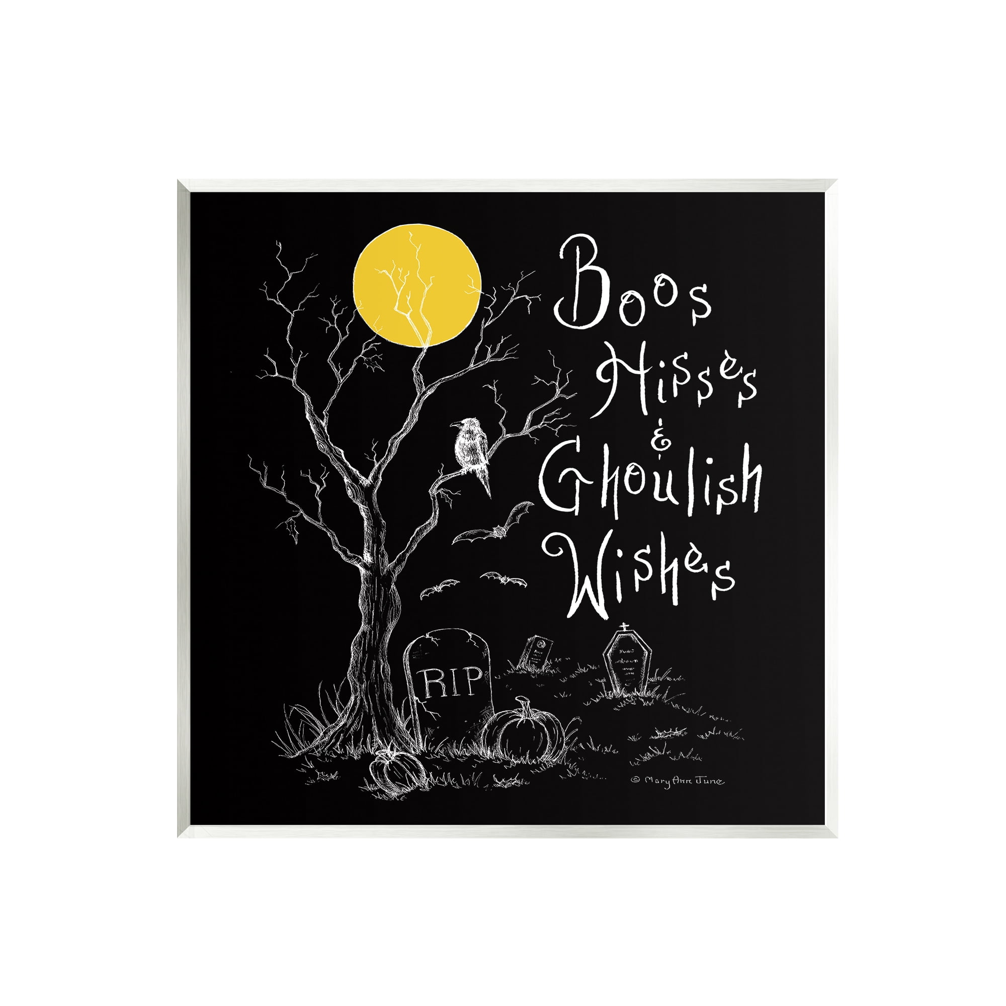 Stupell Industries Spooky Dark Halloween Phrase Holiday Painting Unframed Art Print Wall Art, 12 x 12